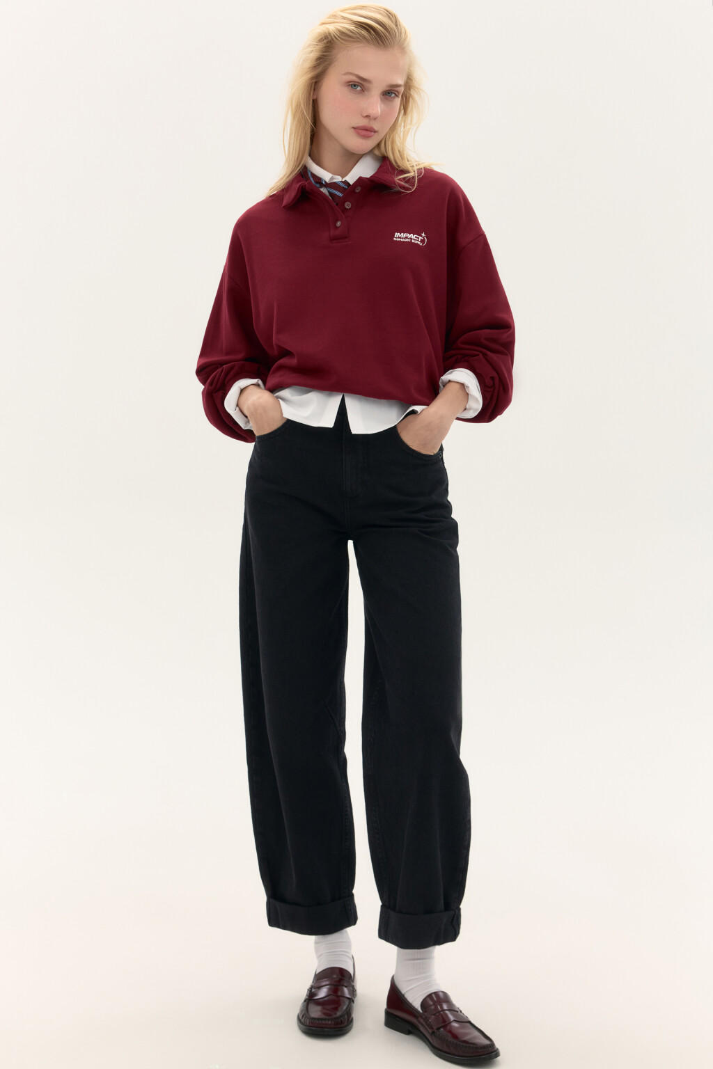 Джинсы-бананы с высокой посадкой - цвет черный - 1