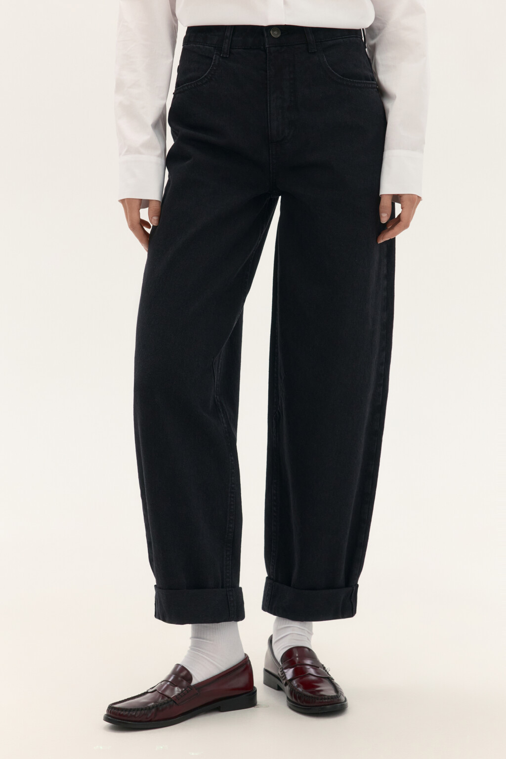 Джинсы-бананы с высокой посадкой - цвет черный - 2