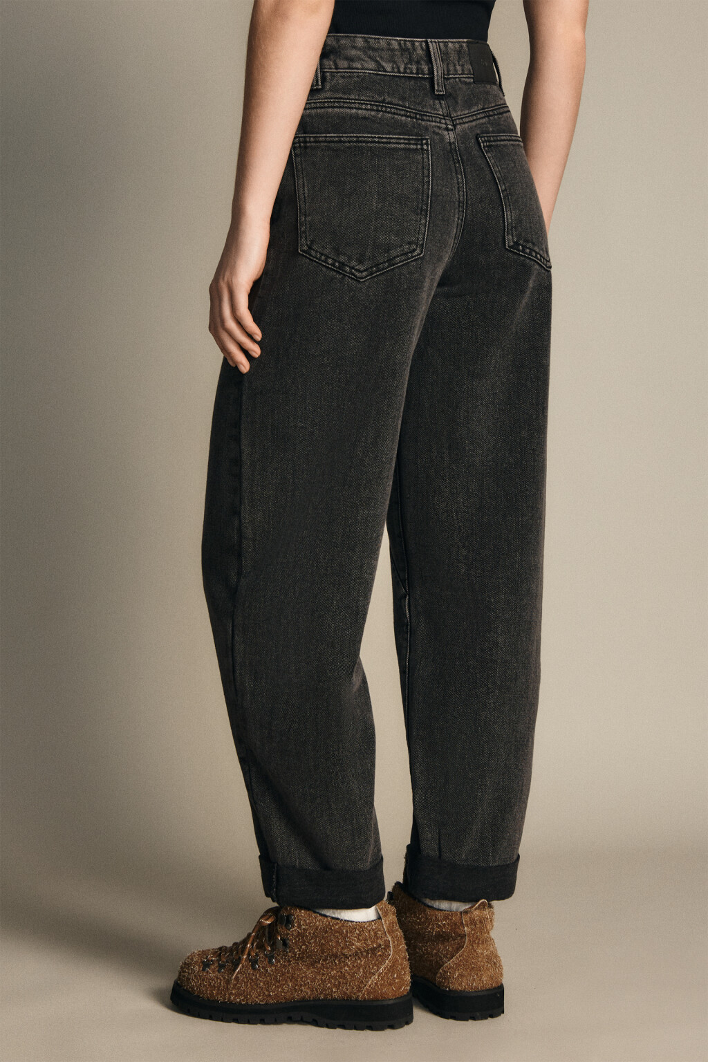 Джинсы barrel fit с высокой посадкой - цвет серый - 4