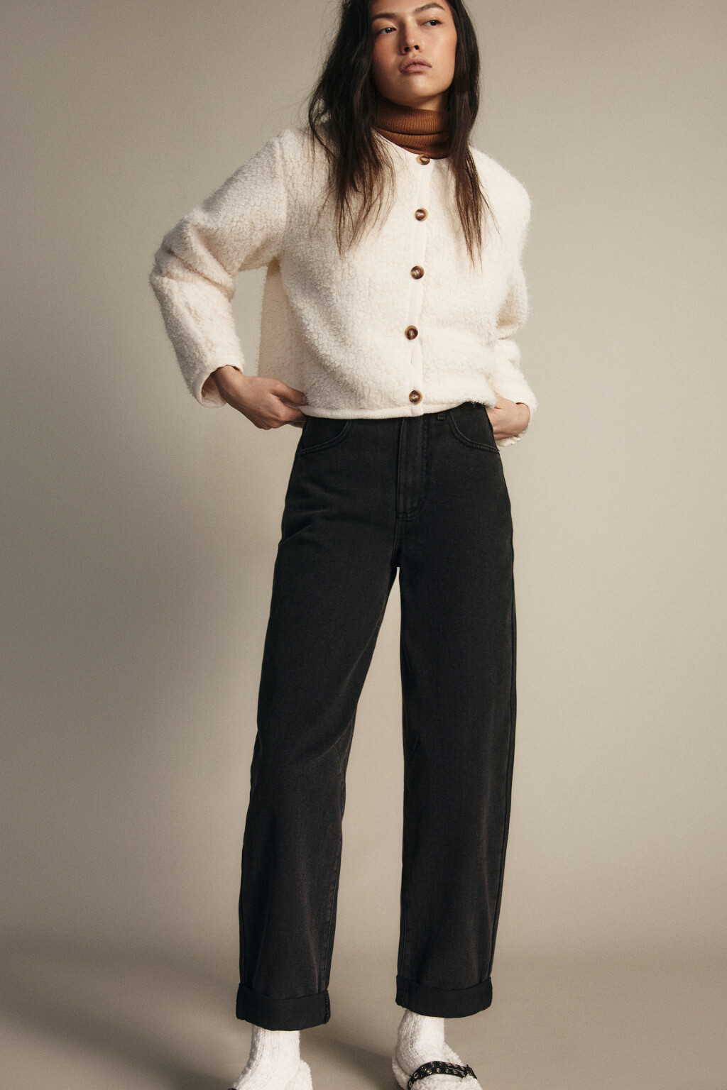 Джинсы barrel fit с высокой посадкой - цвет серый - 1