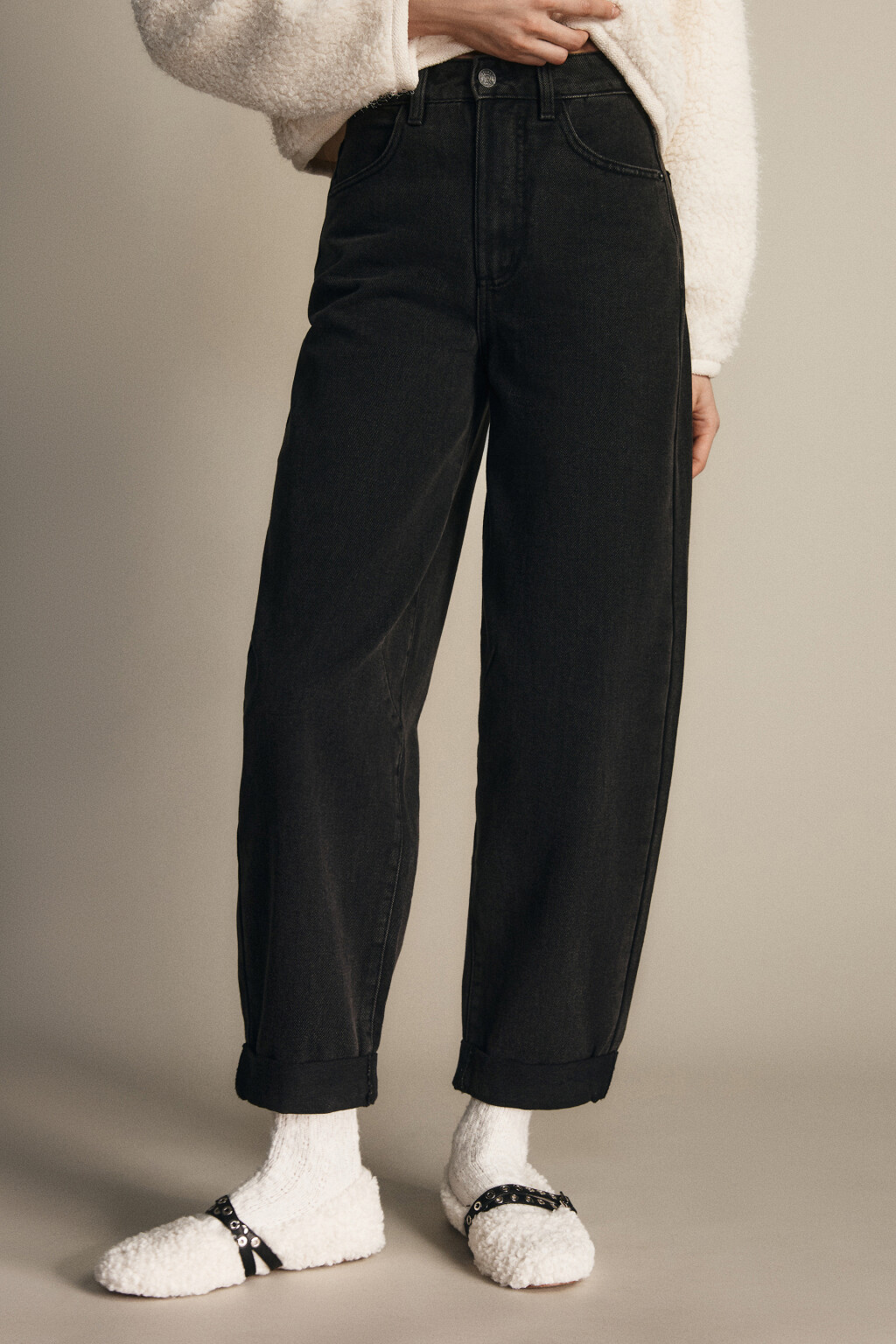 Джинсы barrel fit с высокой посадкой - цвет серый - 2