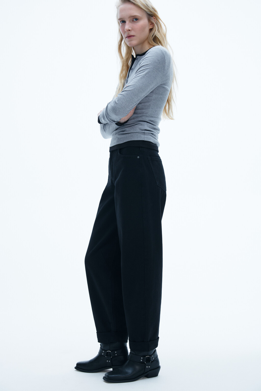 Джинсы barrel fit с высокой посадкой - цвет черный - 1