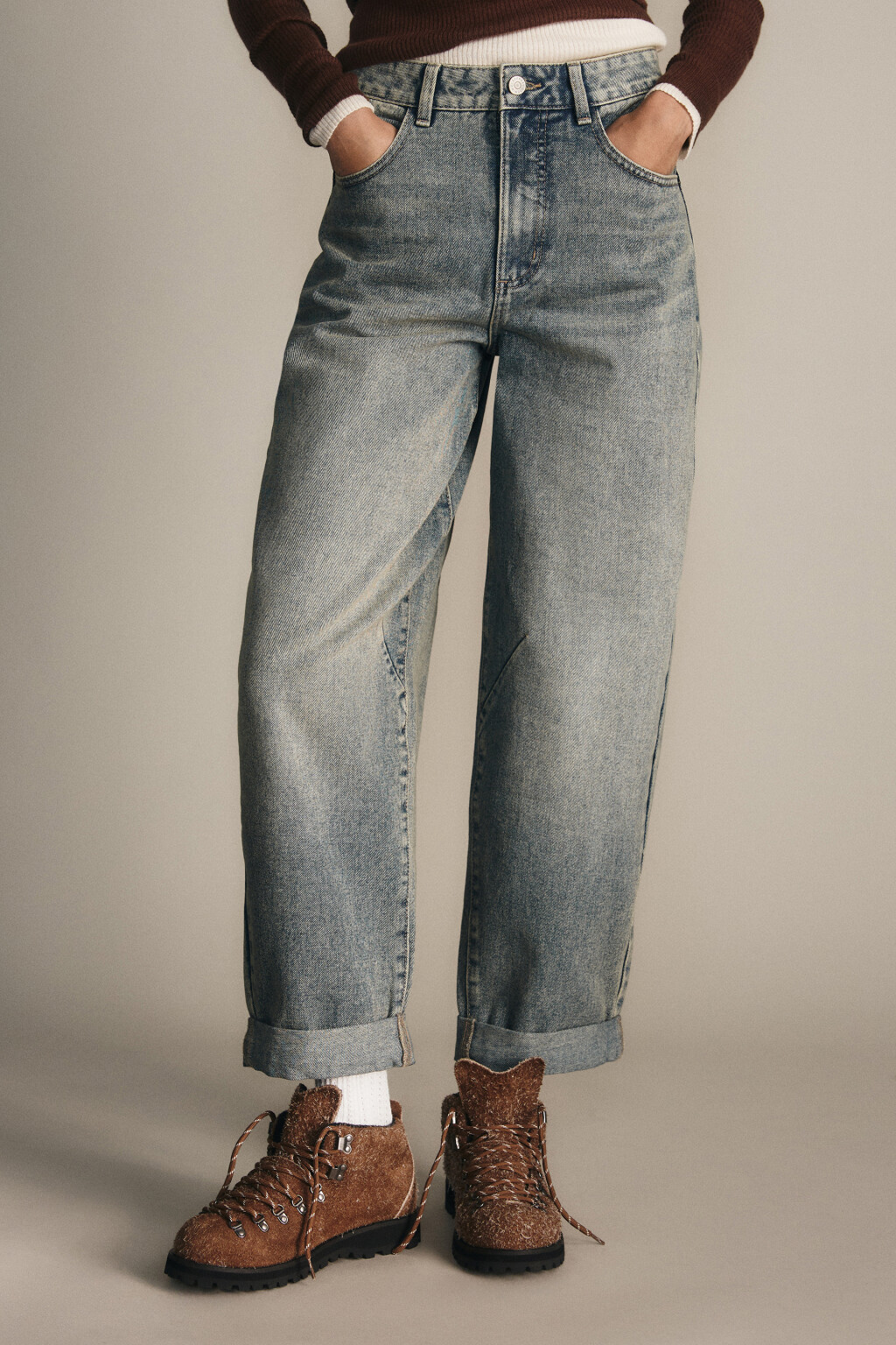 Джинсы barrel fit с высокой посадкой - цвет темный тинт - 2