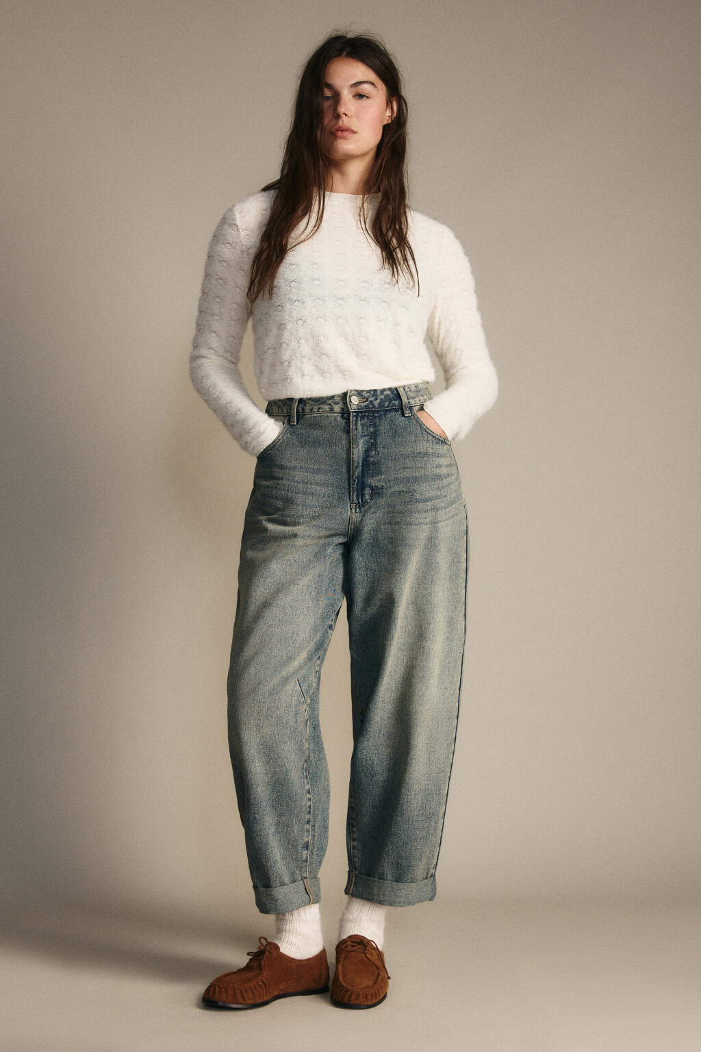 Джинсы barrel fit с высокой посадкой - цвет темный тинт - 4