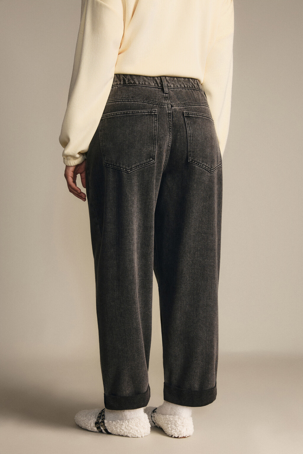 Джинсы barrel fit с высокой посадкой - цвет серый - 3