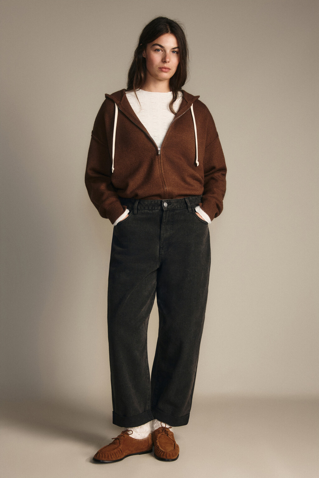 Джинсы barrel fit с высокой посадкой - цвет серый - 4