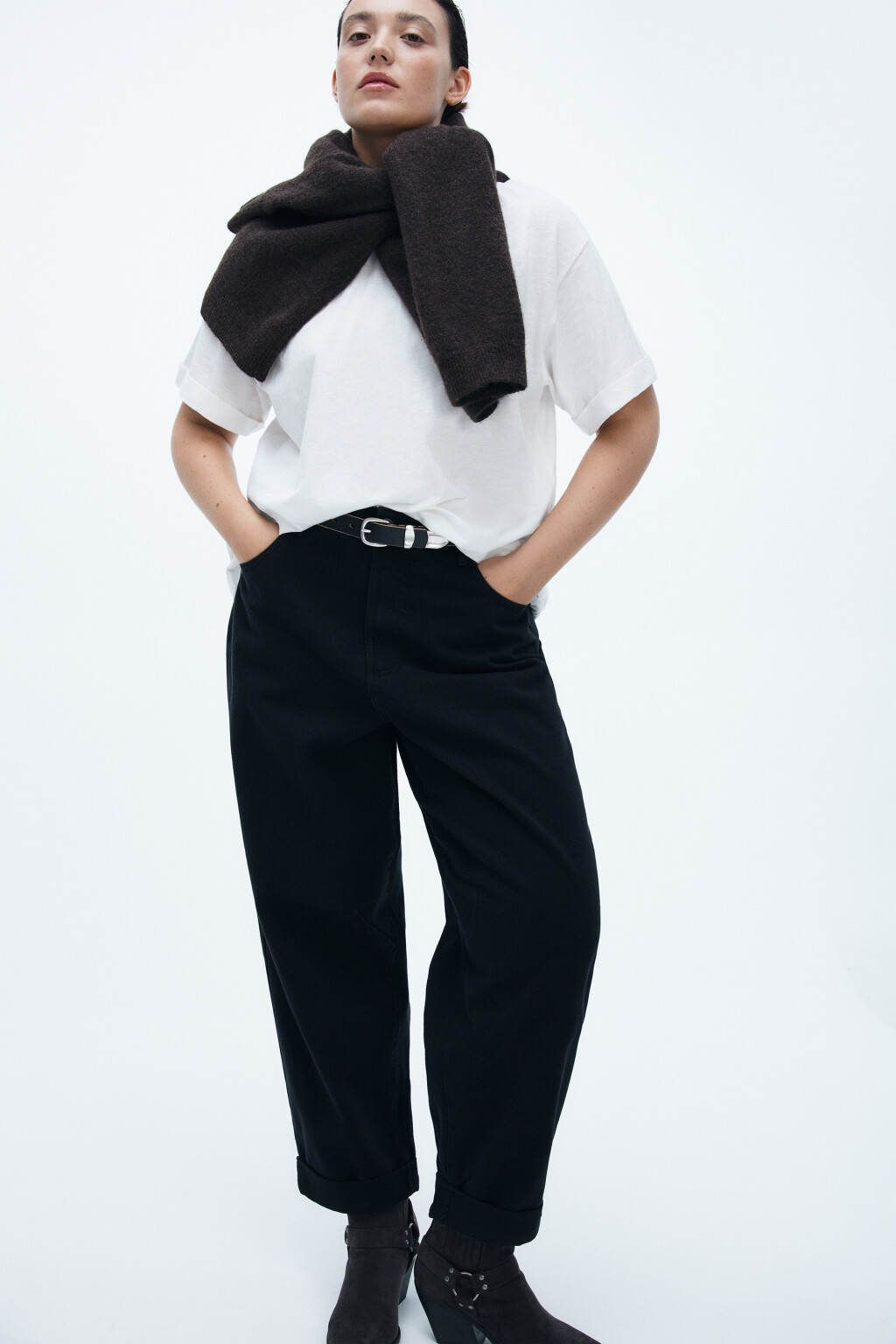 Джинсы barrel fit с высокой посадкой - цвет черный - 1