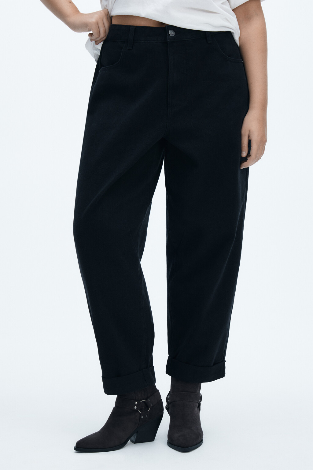 Джинсы barrel fit с высокой посадкой - цвет черный - 2