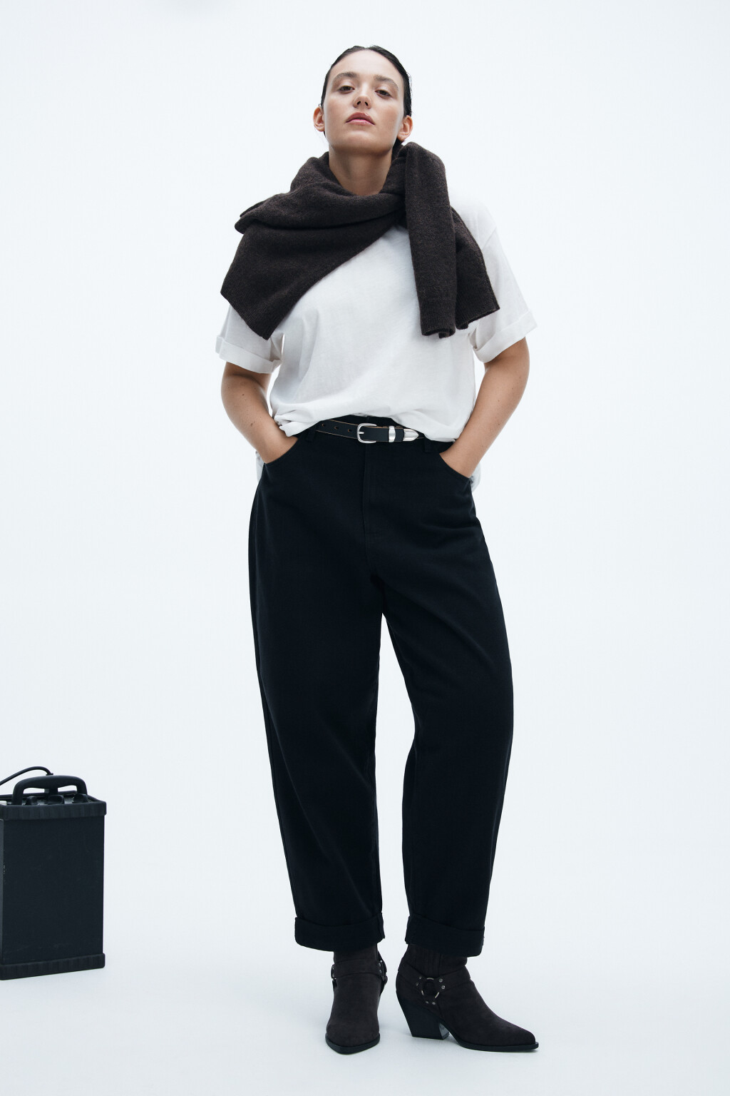 Джинсы barrel fit с высокой посадкой - цвет черный - 4