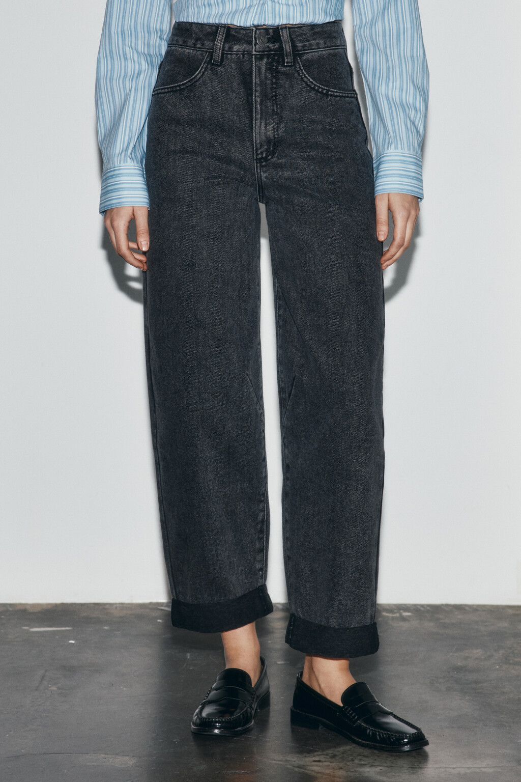 Джинсы barrel fit с высокой посадкой - цвет серый - 2