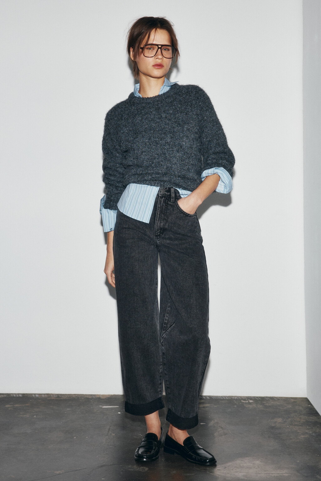 Джинсы barrel fit с высокой посадкой - цвет серый - 4