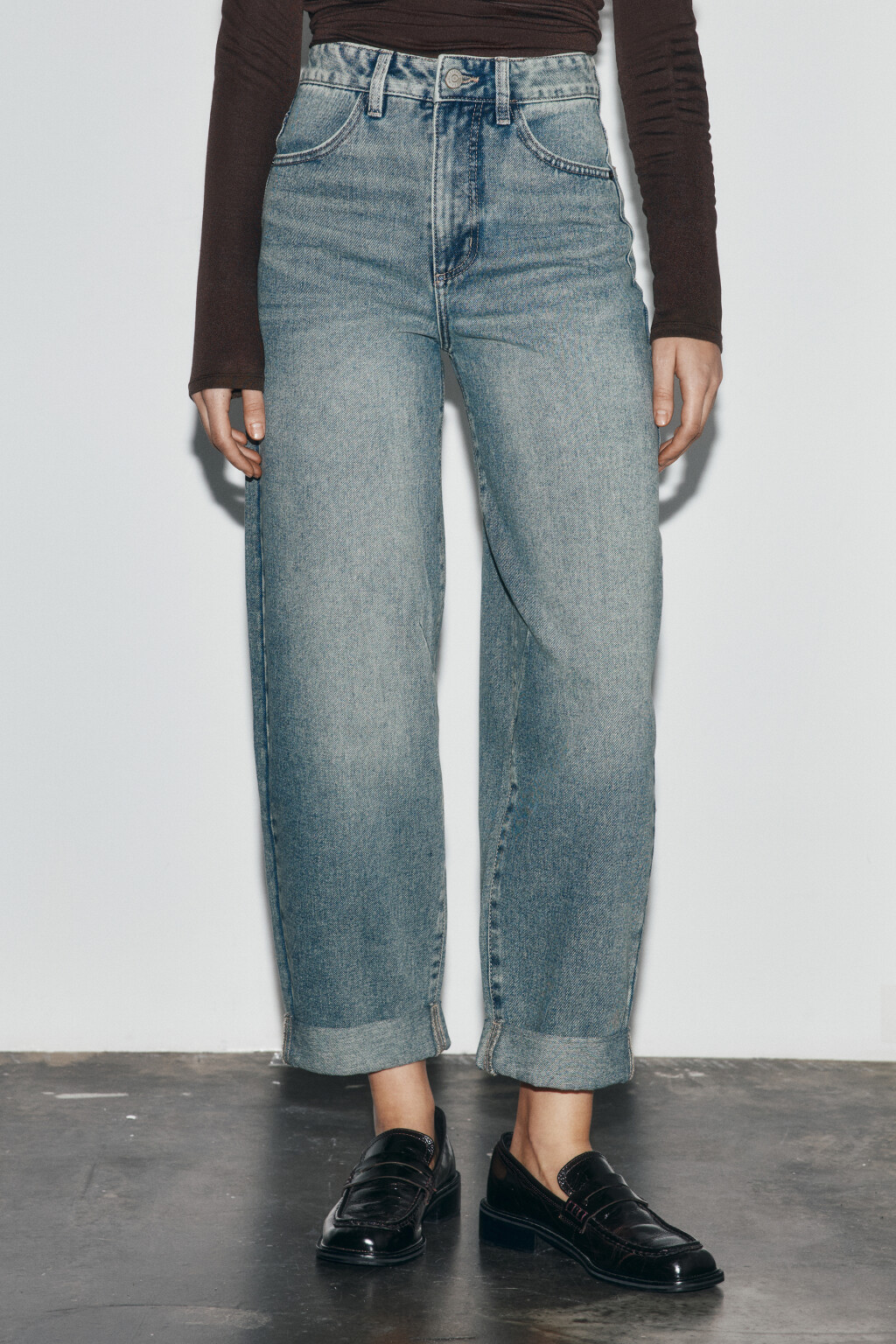 Джинсы barrel fit с высокой посадкой - цвет темный тинт - 2