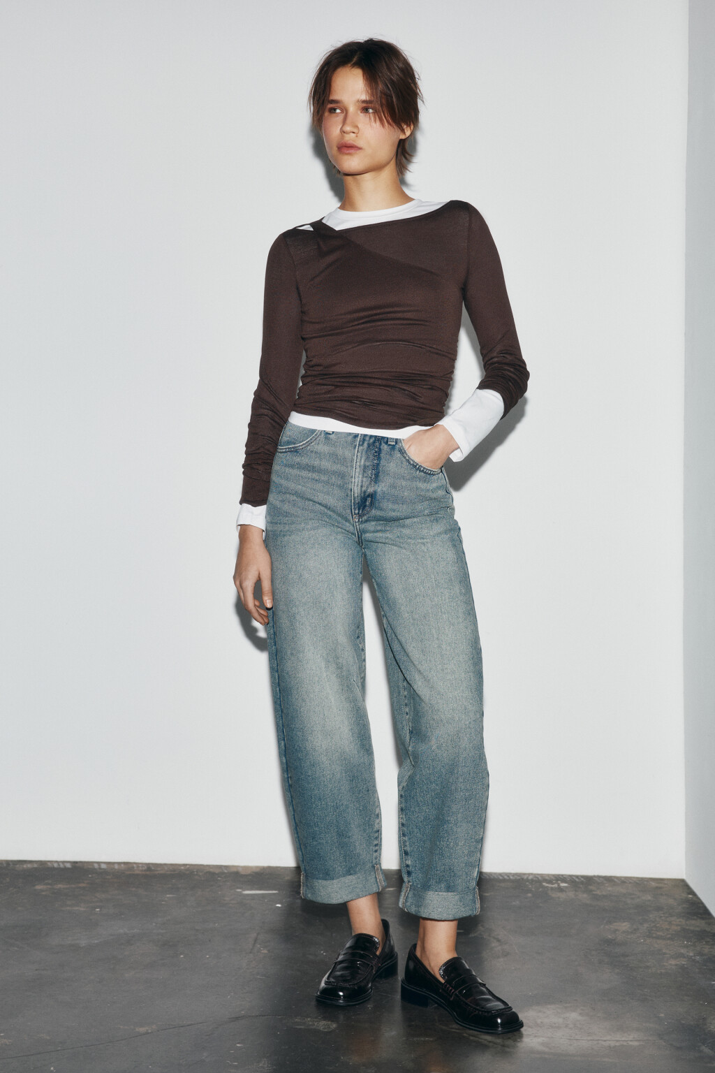 Джинсы barrel fit с высокой посадкой - цвет темный тинт - 4