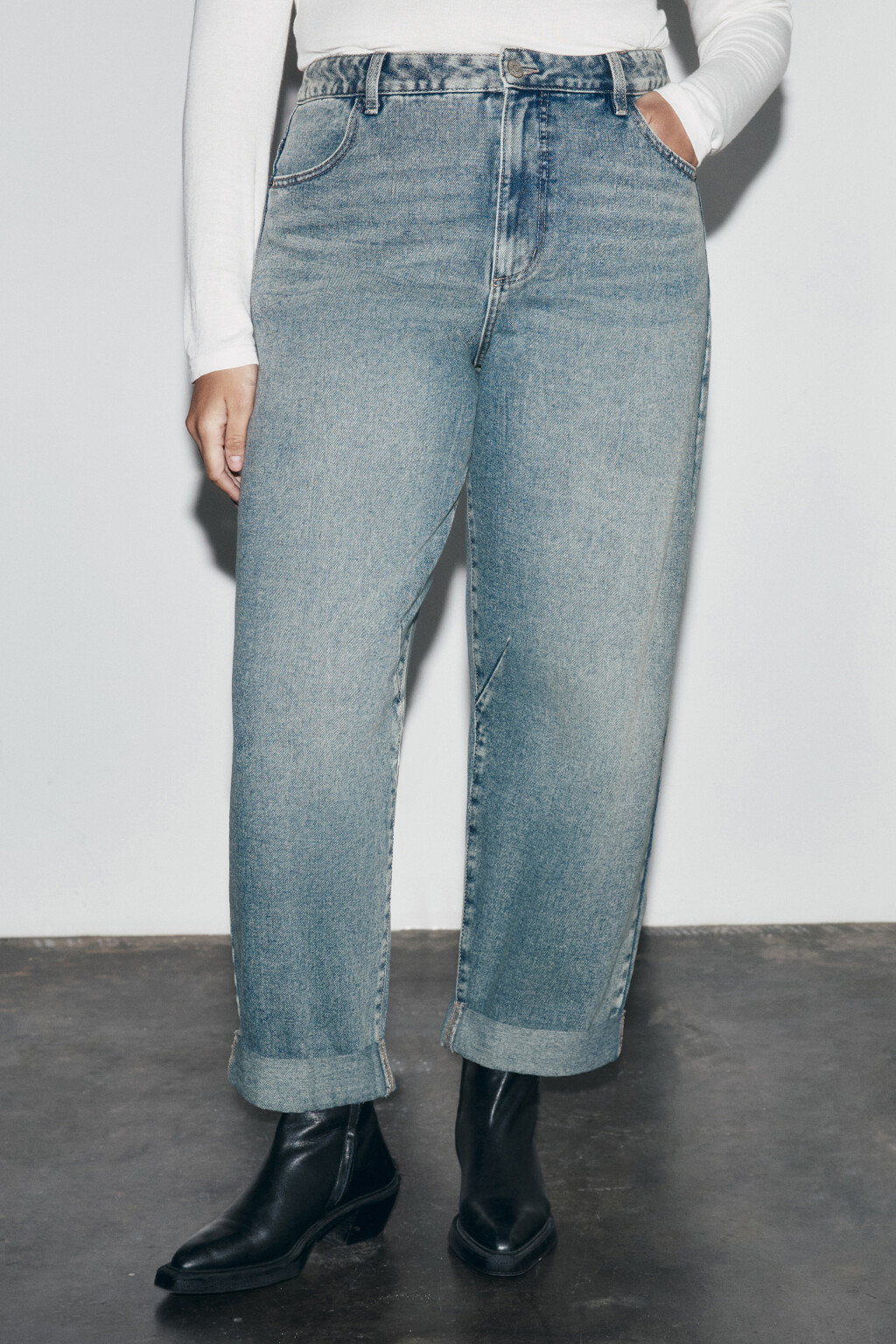 Джинсы barrel fit с высокой посадкой - цвет темный тинт - 3