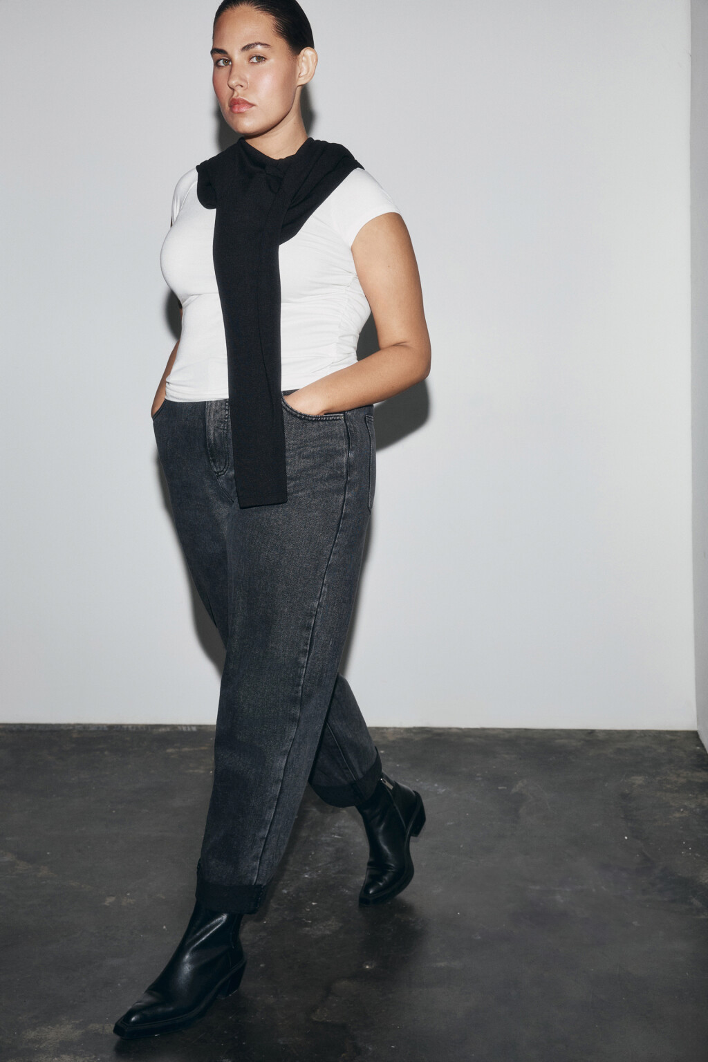 Джинсы barrel fit с высокой посадкой - цвет серый - 1