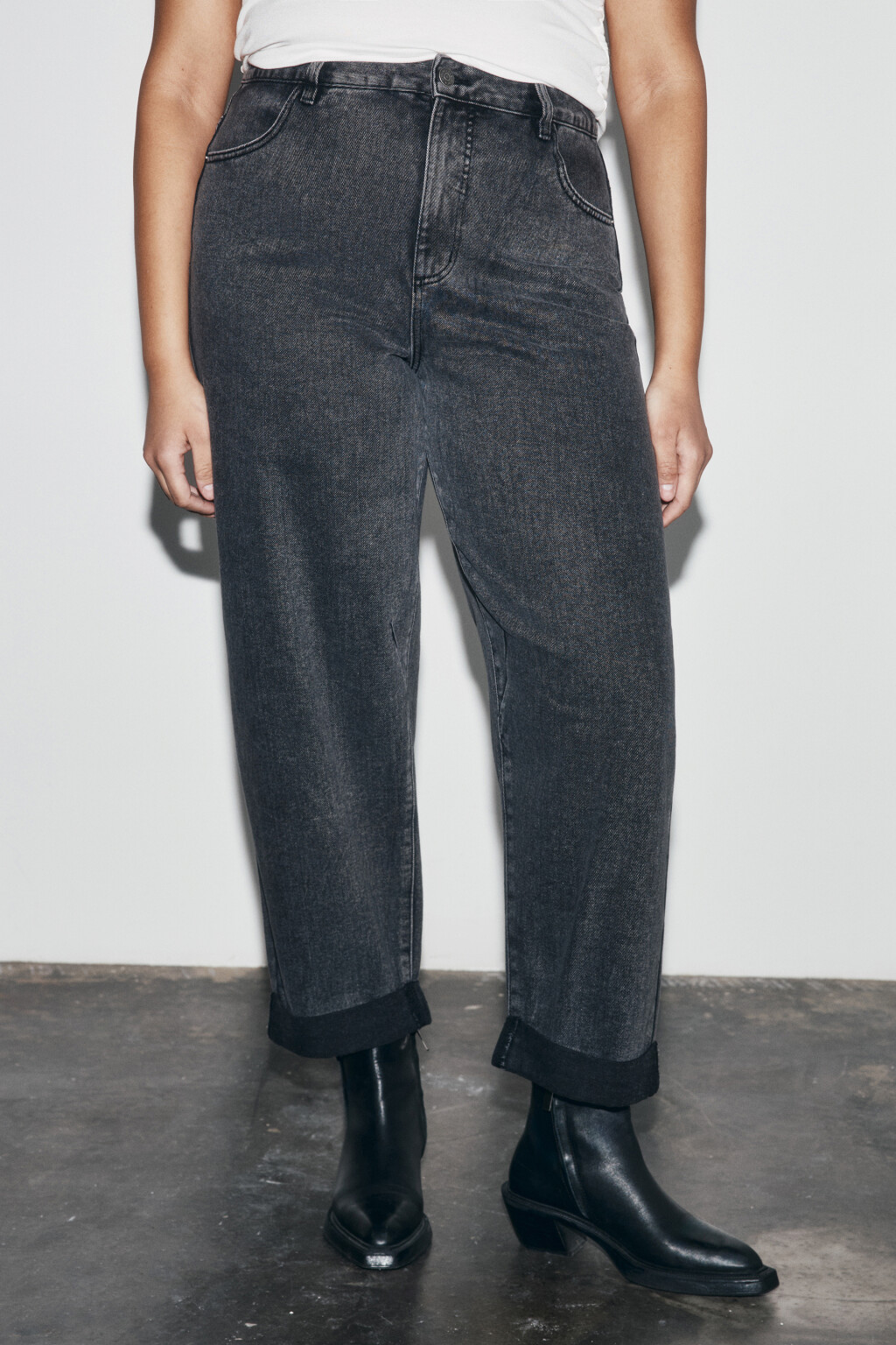 Джинсы barrel fit с высокой посадкой - цвет серый - 3