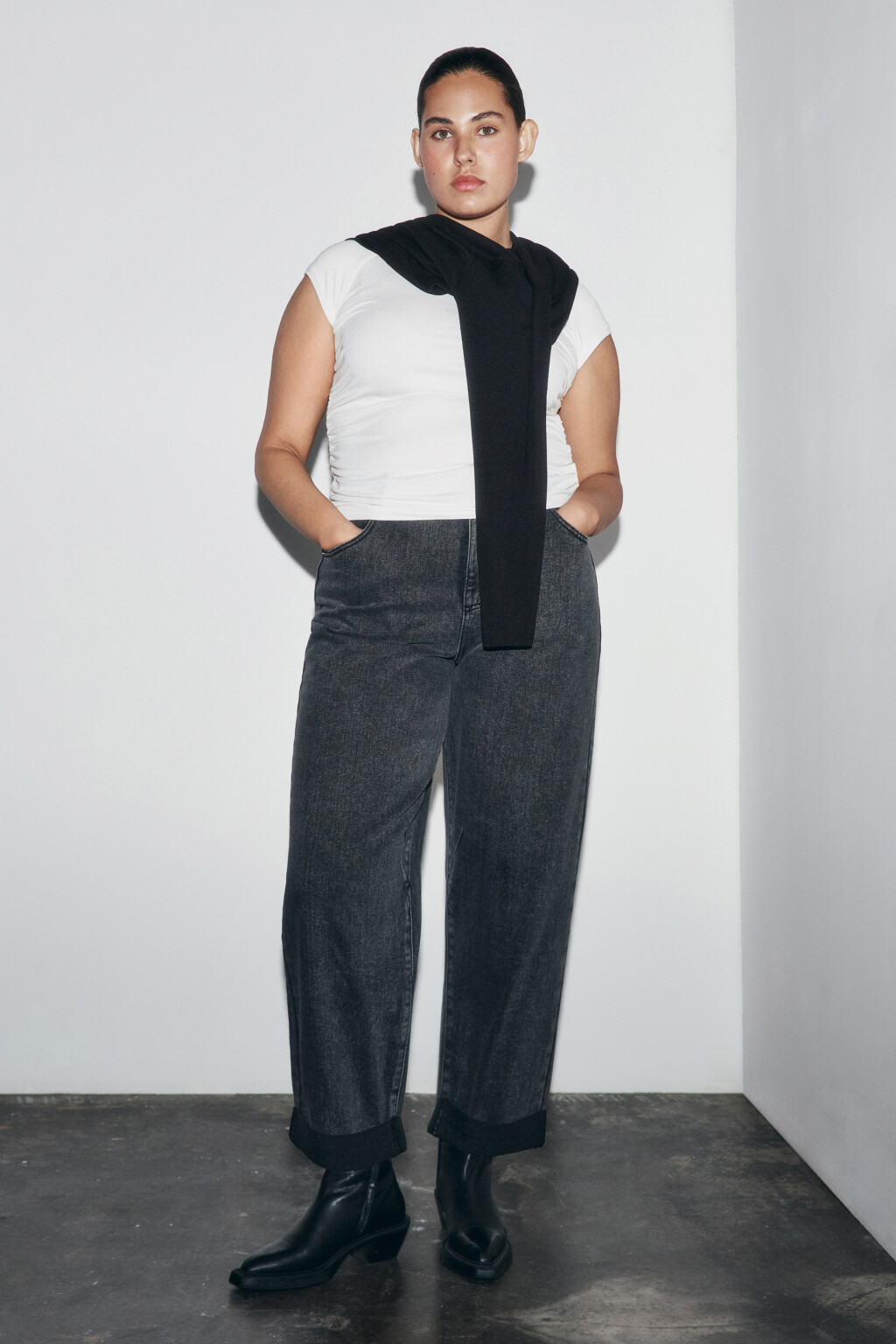 Джинсы barrel fit с высокой посадкой - цвет серый - 5