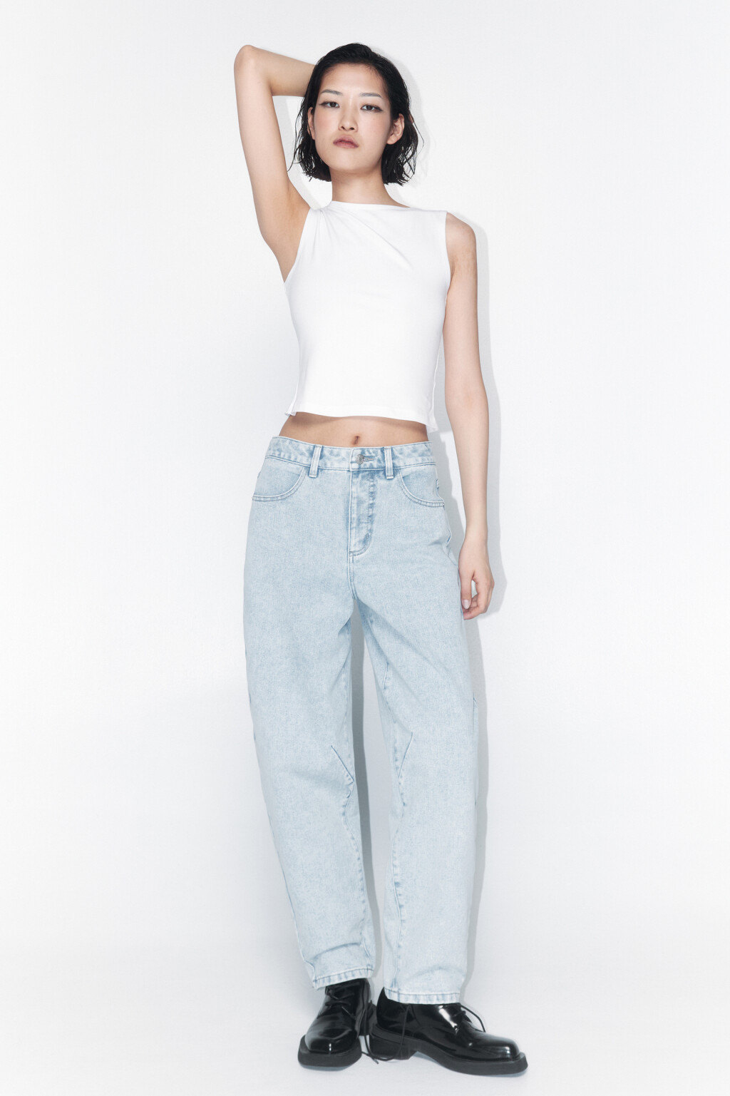 Джинсы bananas широкие с высокой посадкой - цвет голубой - 1