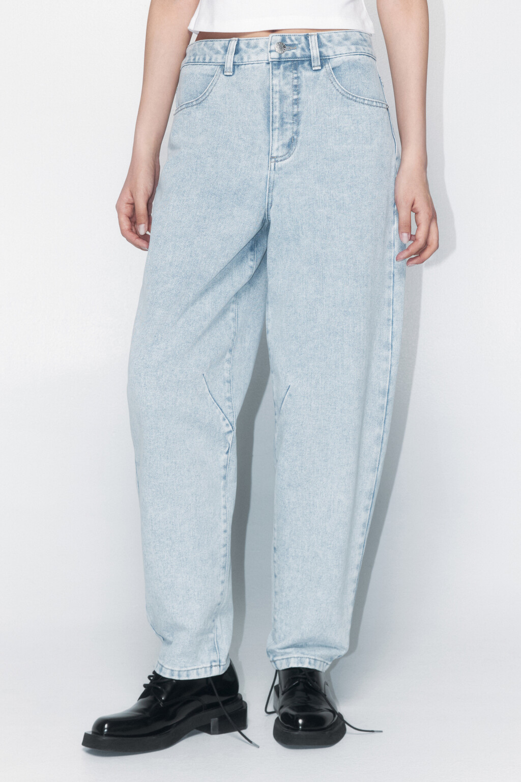 Джинсы bananas широкие с высокой посадкой - цвет голубой - 2
