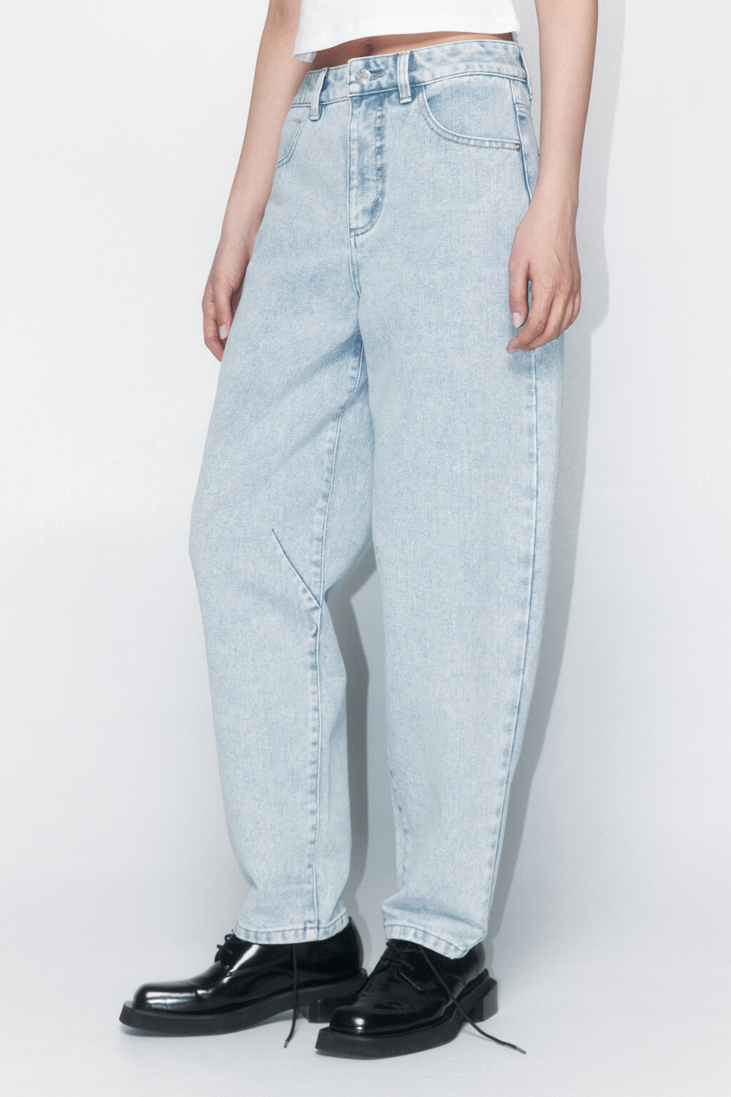 Джинсы bananas широкие с высокой посадкой - цвет голубой - 3