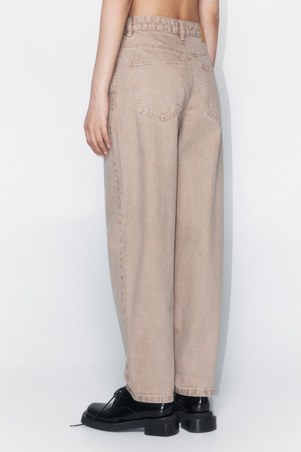Джинсы bananas широкие с высокой посадкой - цвет бежевый - 4