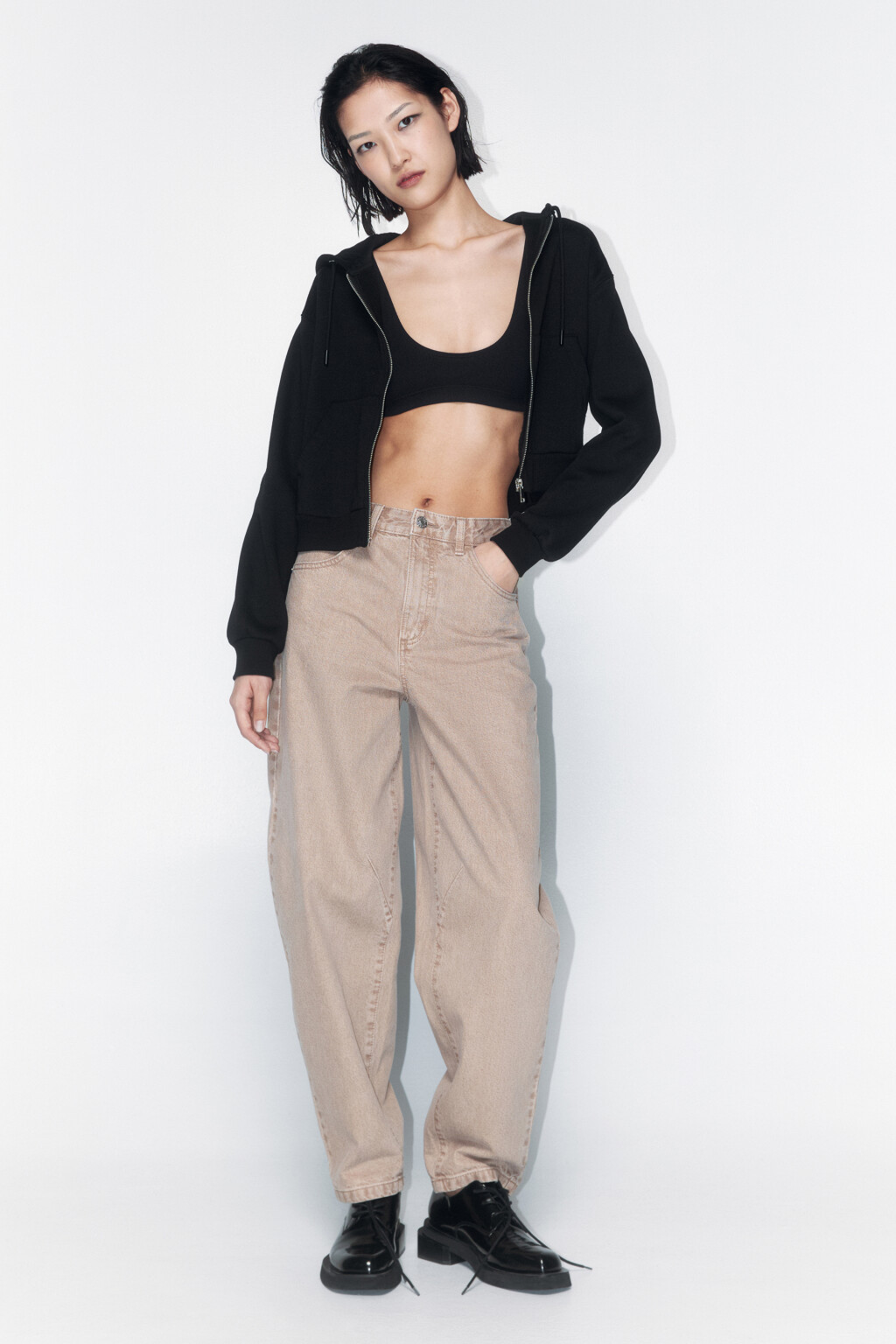 Джинсы bananas широкие с высокой посадкой - цвет бежевый - 5