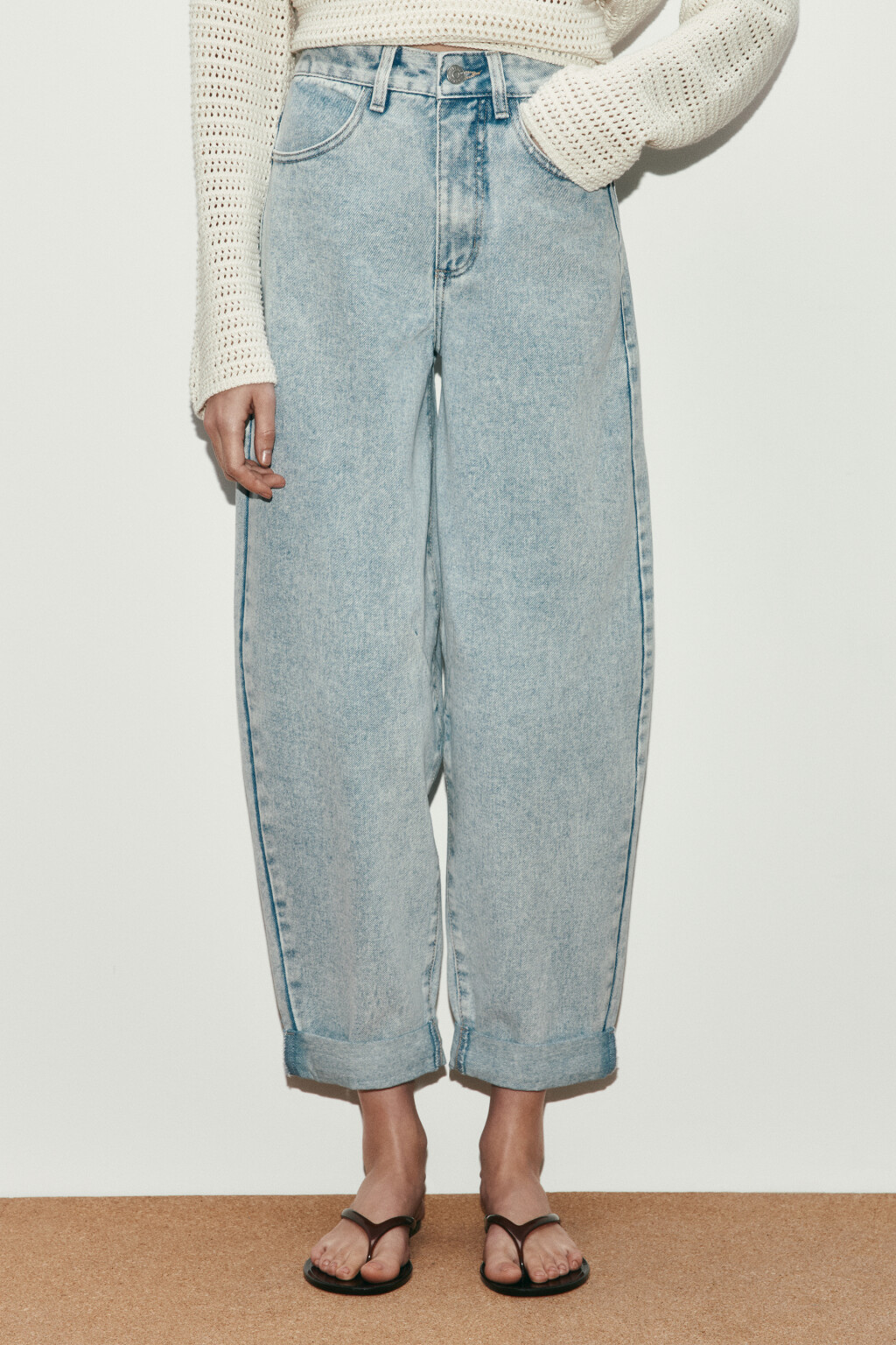Джинсы-бананы с высокой посадкой - цвет голубой - 2