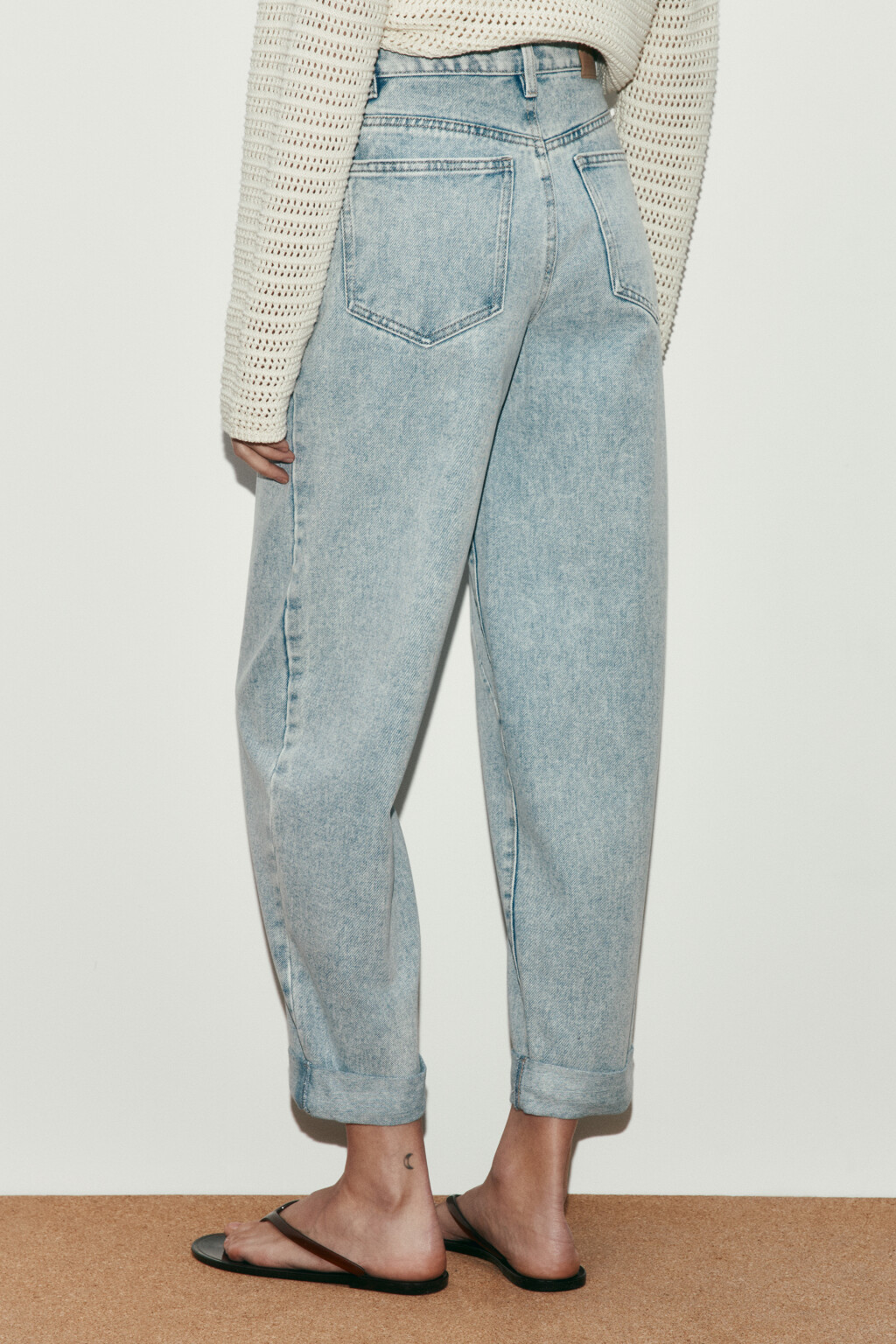 Джинсы-бананы с высокой посадкой - цвет голубой - 3