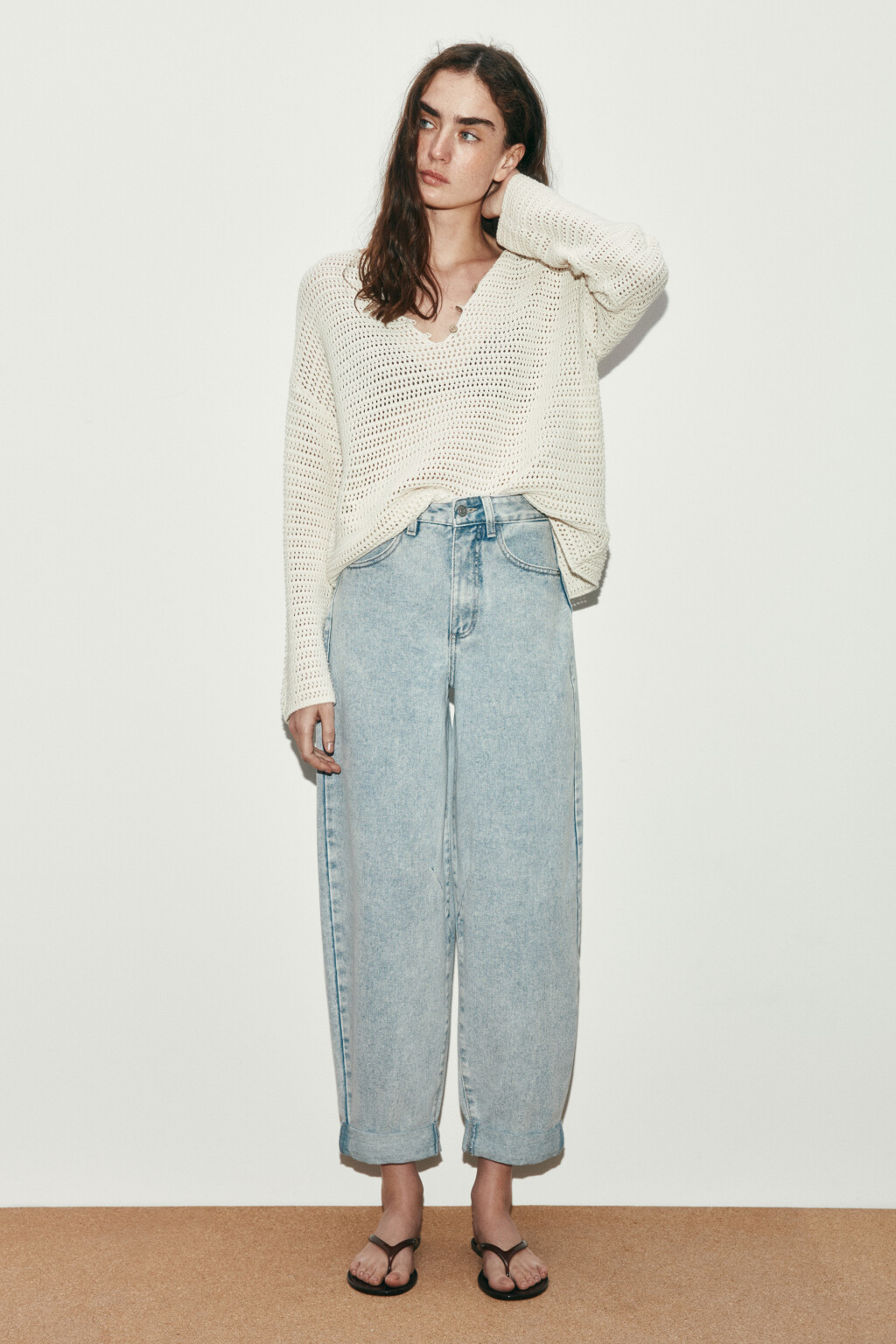 Джинсы-бананы с высокой посадкой - цвет голубой - 4