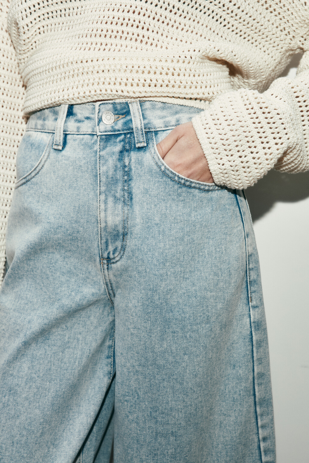 Джинсы-бананы с высокой посадкой - цвет голубой - 5
