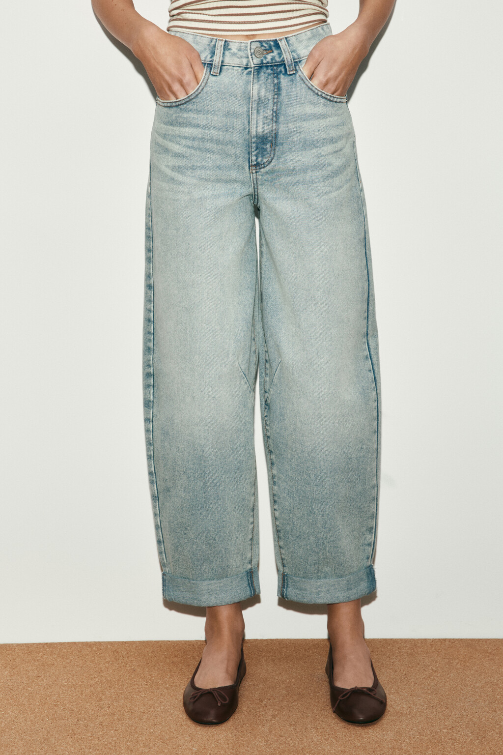 Джинсы-бананы с высокой посадкой - цвет синий - 3