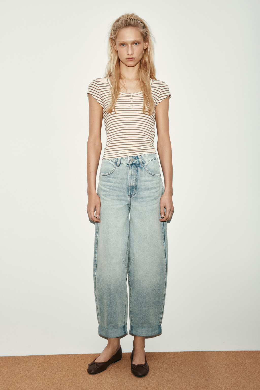 Джинсы-бананы с высокой посадкой - цвет синий - 5