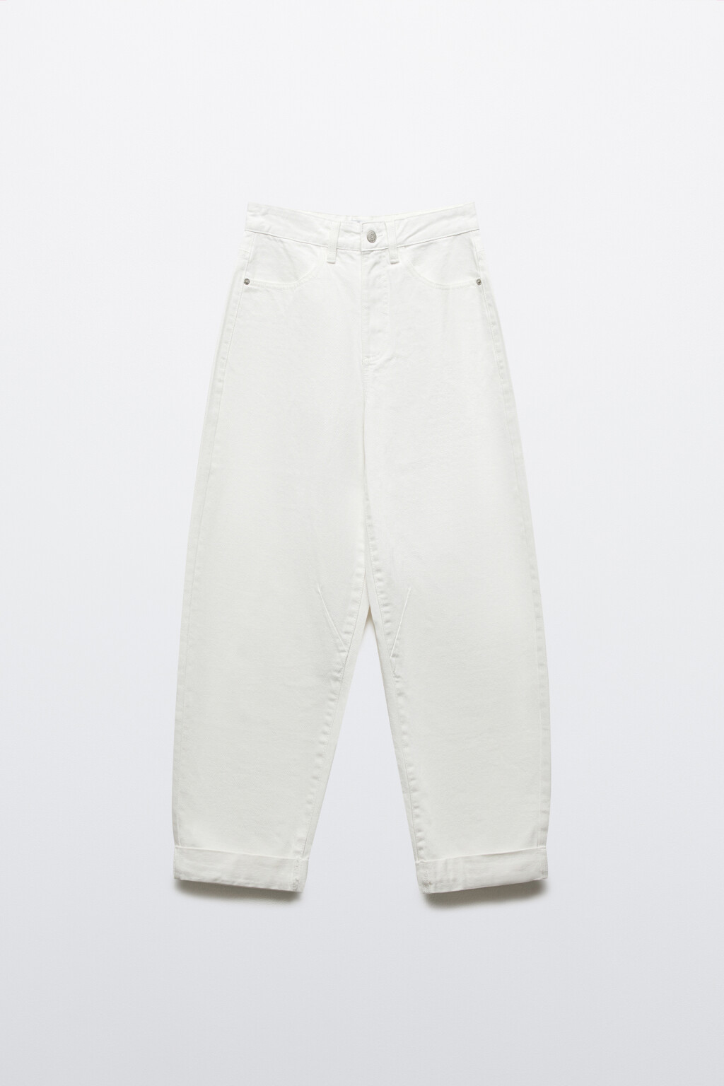 Джинсы-бананы с высокой посадкой - цвет белый - 1