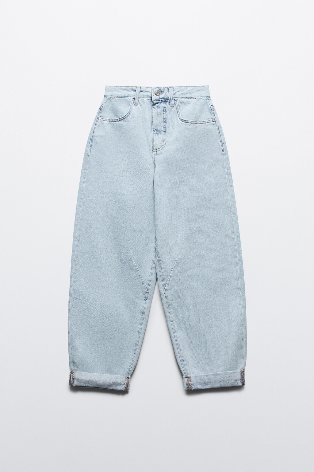 Джинсы-бананы широкие с высокой посадкой - цвет голубой - 7