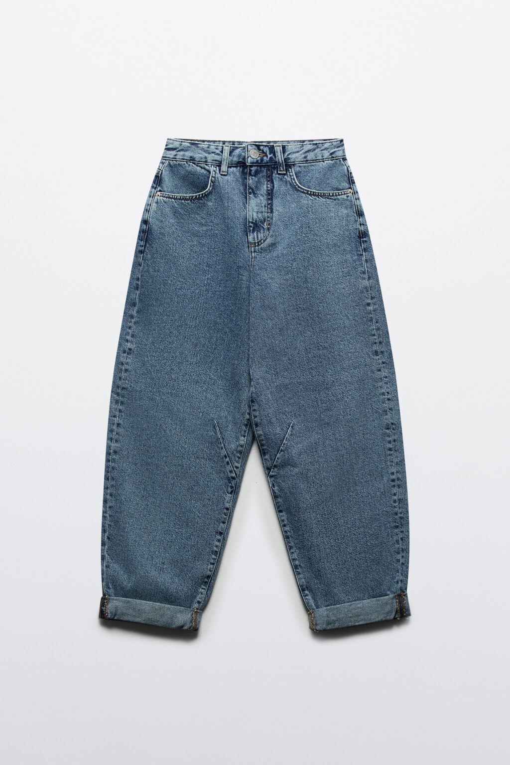 Джинсы-бананы широкие с высокой посадкой - цвет голубой - 7