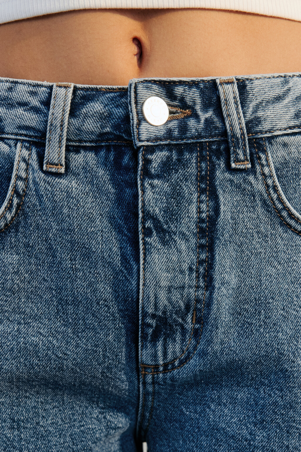 Джинсы-бананы широкие с высокой посадкой - цвет голубой - 5