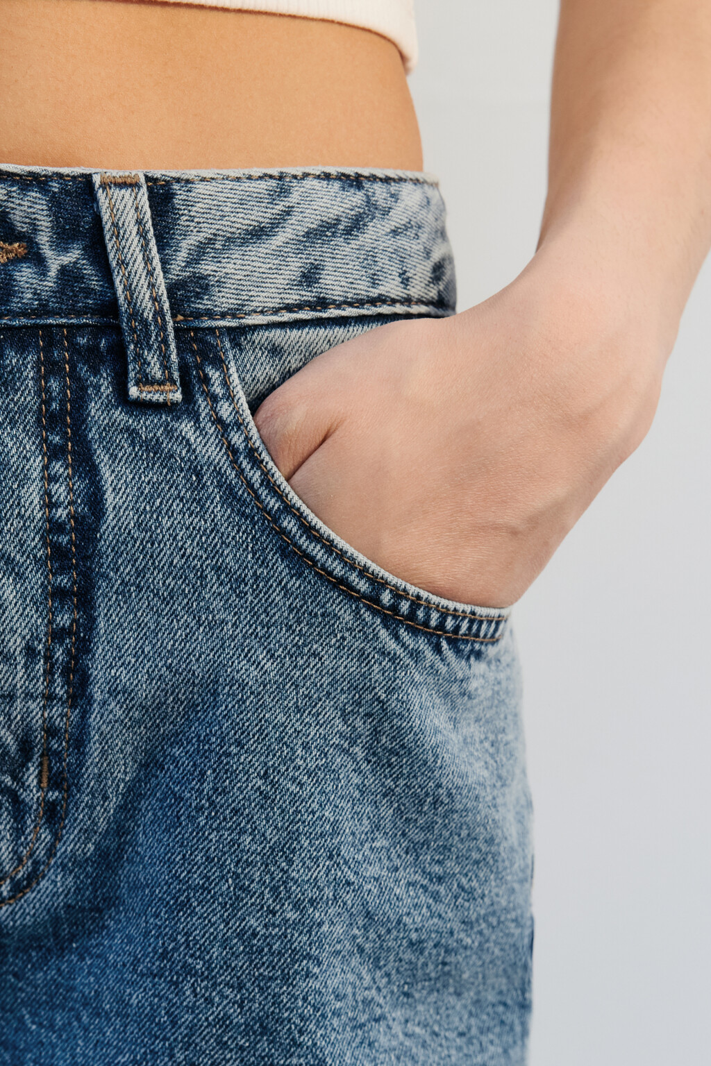 Джинсы-бананы широкие с высокой посадкой - цвет голубой - 6