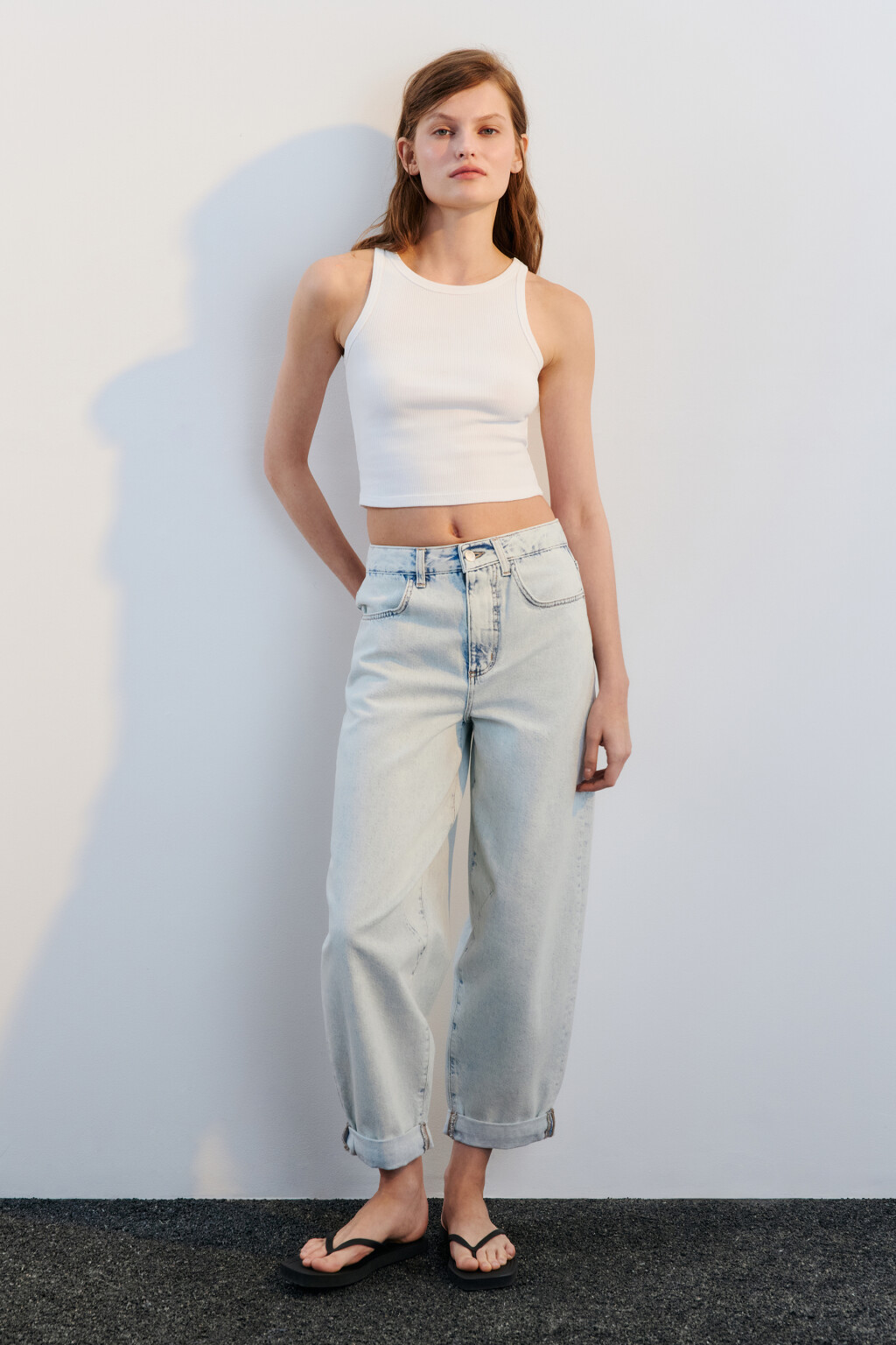 Джинсы-бананы с высокой посадкой - цвет голубой - 4