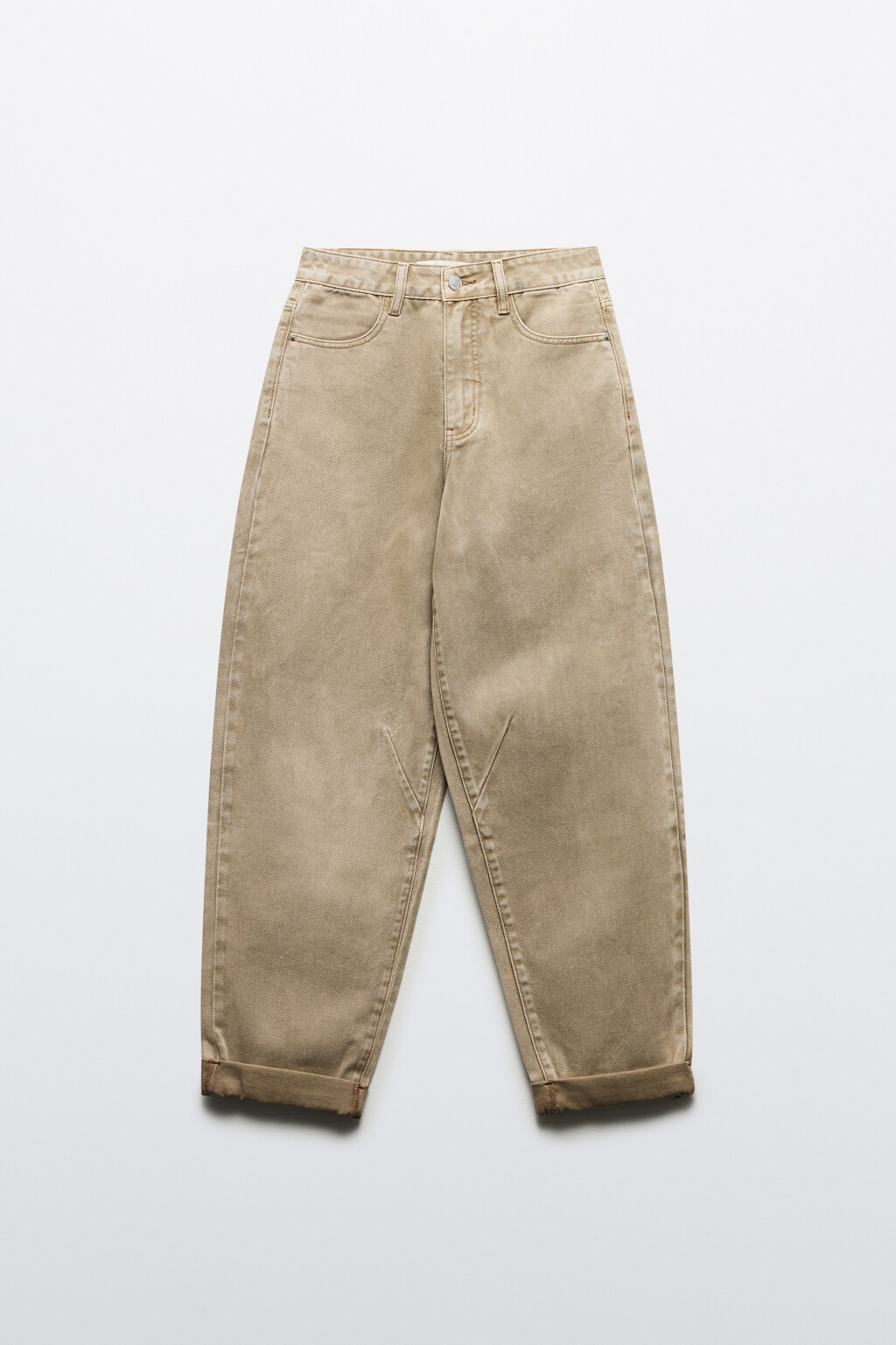 Джинсы-бананы широкие с высокой посадкой - цвет бежевый - 7