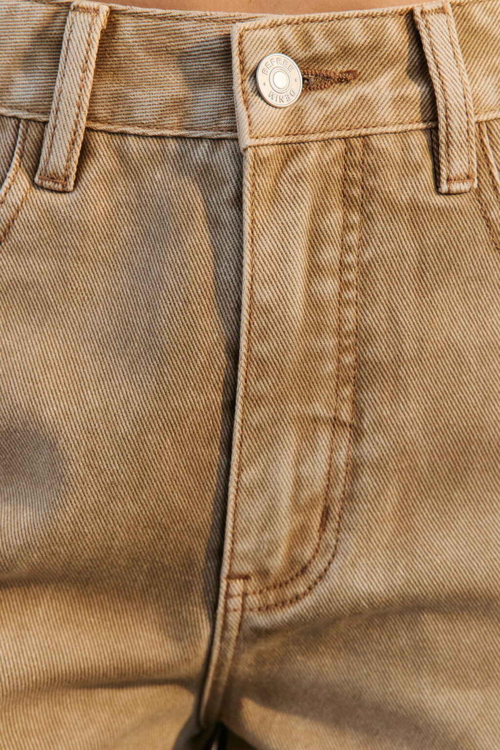 Джинсы-бананы широкие с высокой посадкой - цвет бежевый - 5