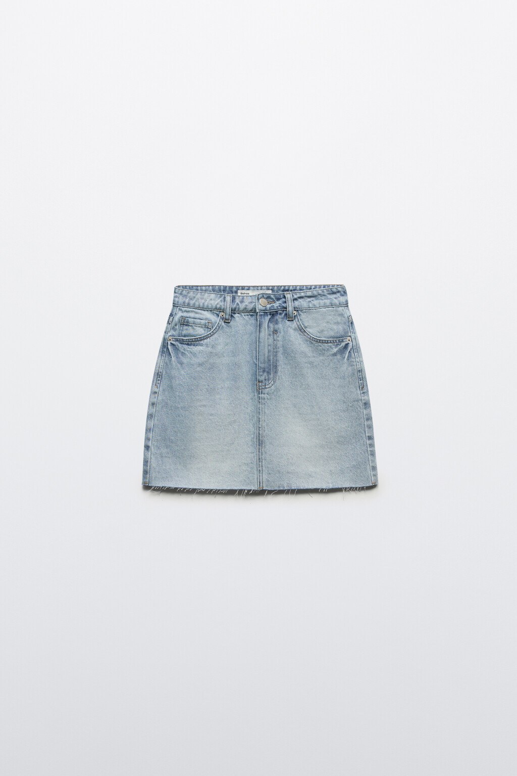 Юбка мини джинсовая с высокой посадкой - цвет голубой - 7