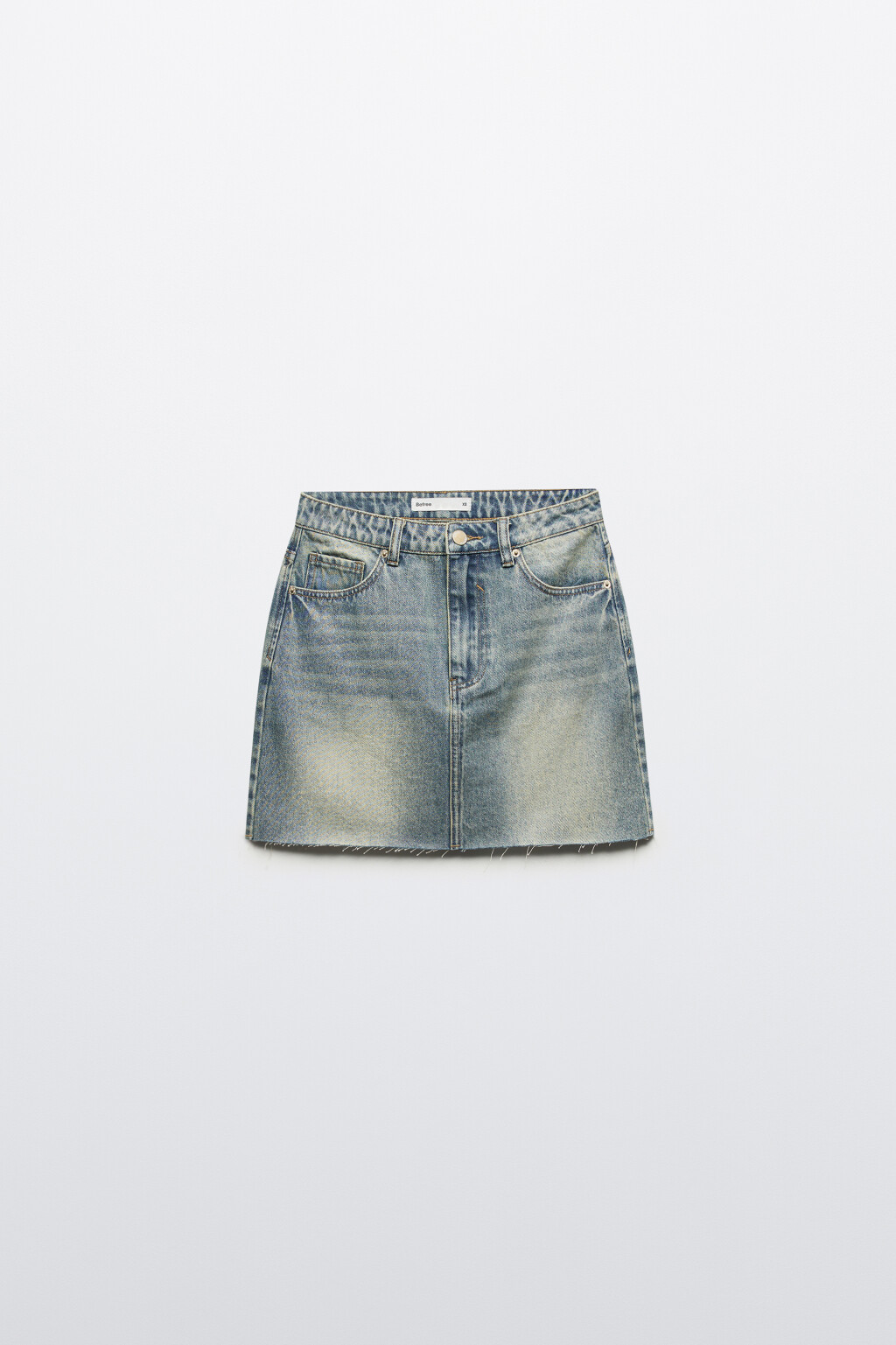 Юбка мини джинсовая с высокой посадкой - цвет синий - 7