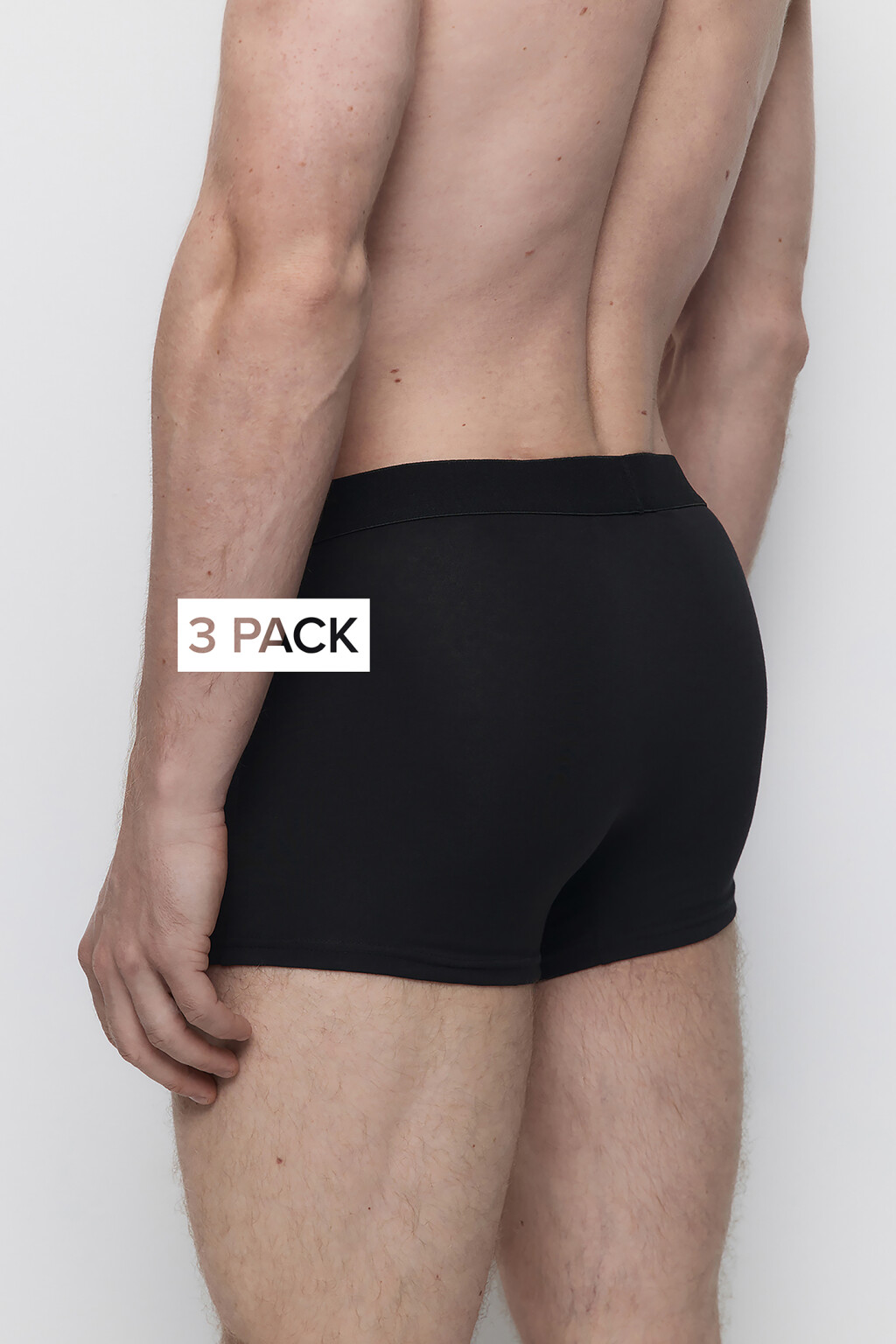 Набор трусов-боксеров хлопковых однотонных (3 пары) - цвет черный - 2
