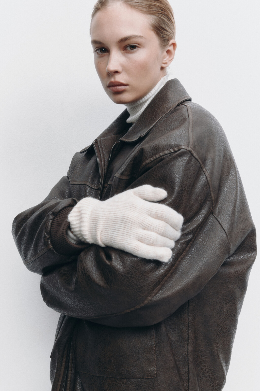 Перчатки BasicGloves вязаные с кашемиром - цвет коричневый - 1