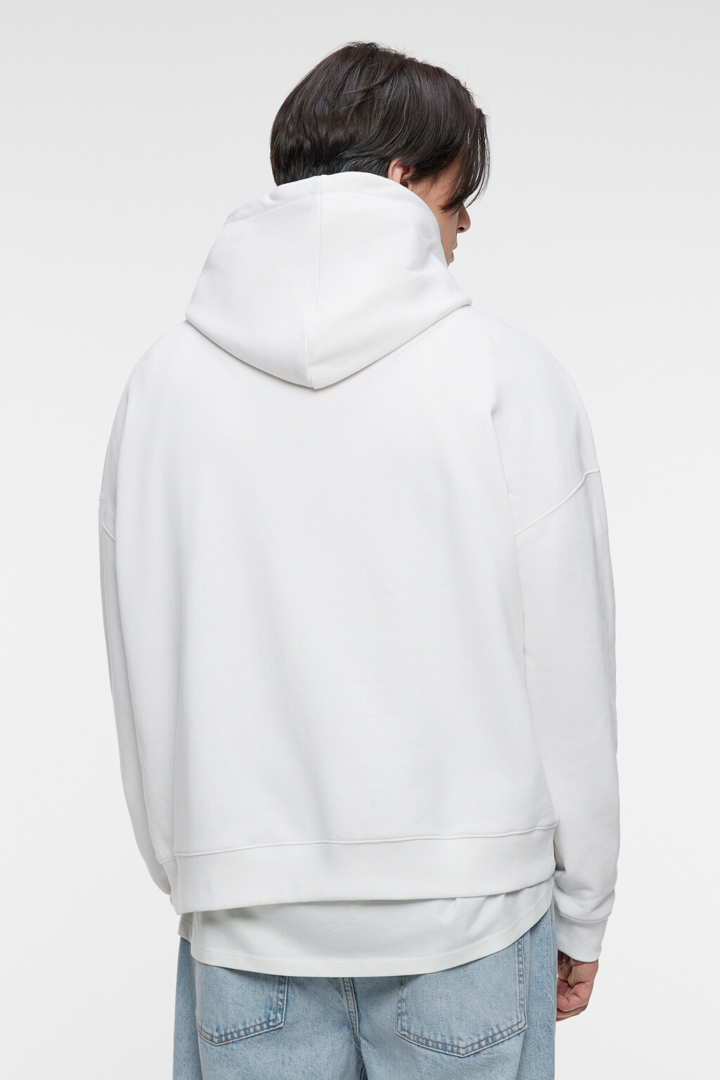 Худи базовая хлопковая с капюшоном и карманом-кенгуру - цвет белый - 5