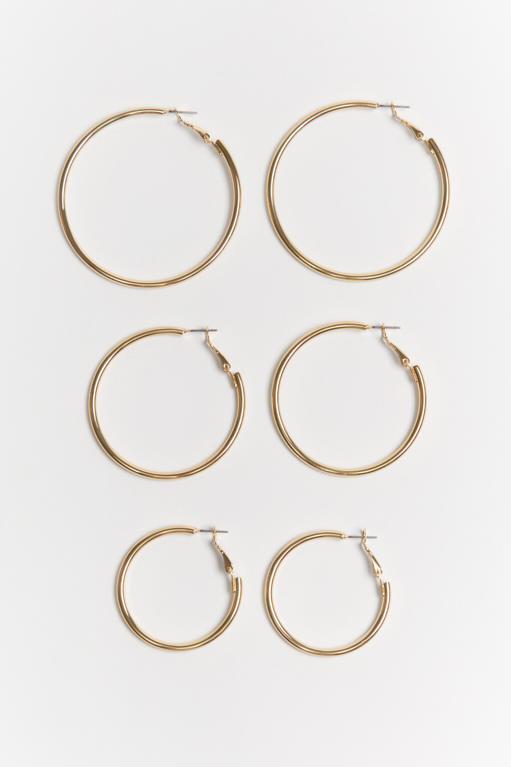 Набор серег-колец (3 пары) - цвет желтый - 2