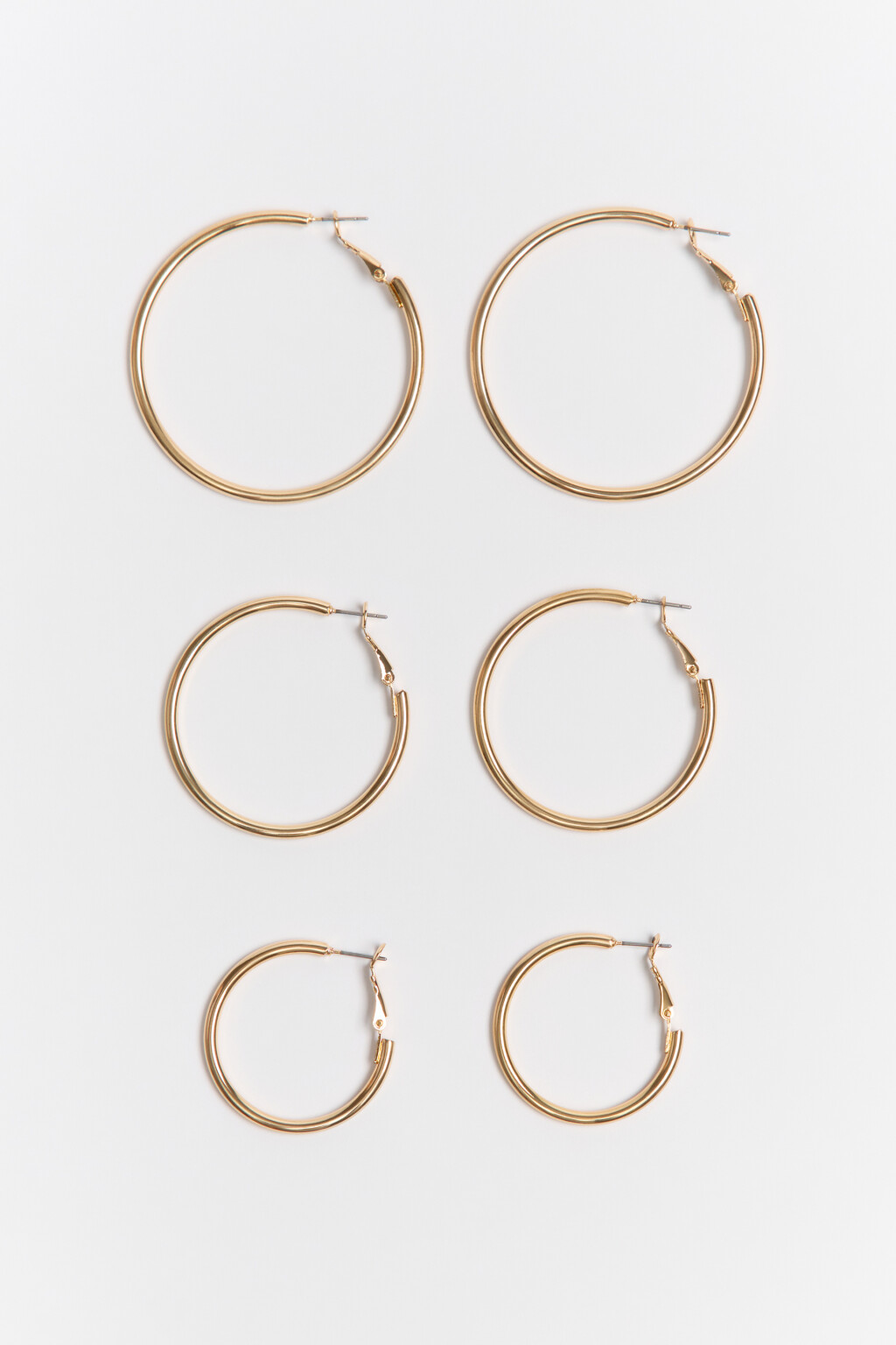 Набор серег-колец (3 пары) - цвет желтый - 2