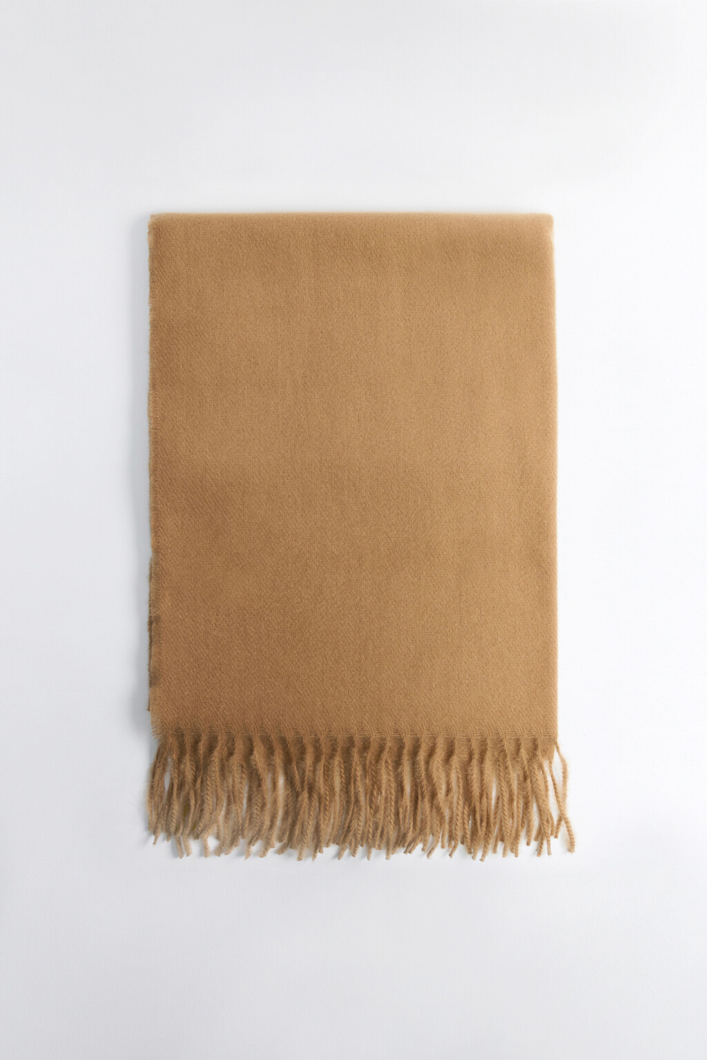 Шарф тонкий базовый с бахромой - цвет бежевый - 1