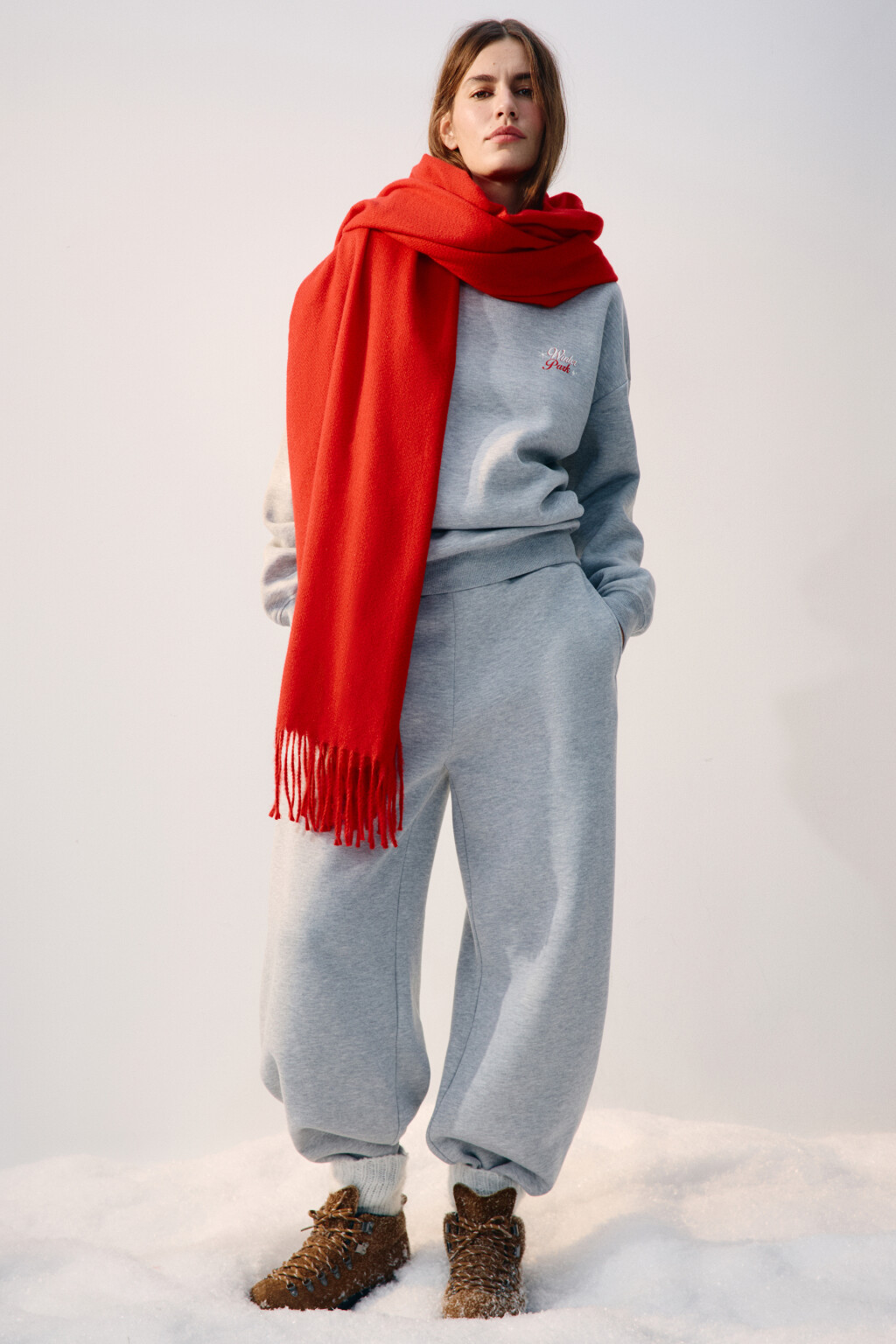 Шарф тонкий базовый с бахромой - цвет красный - 3