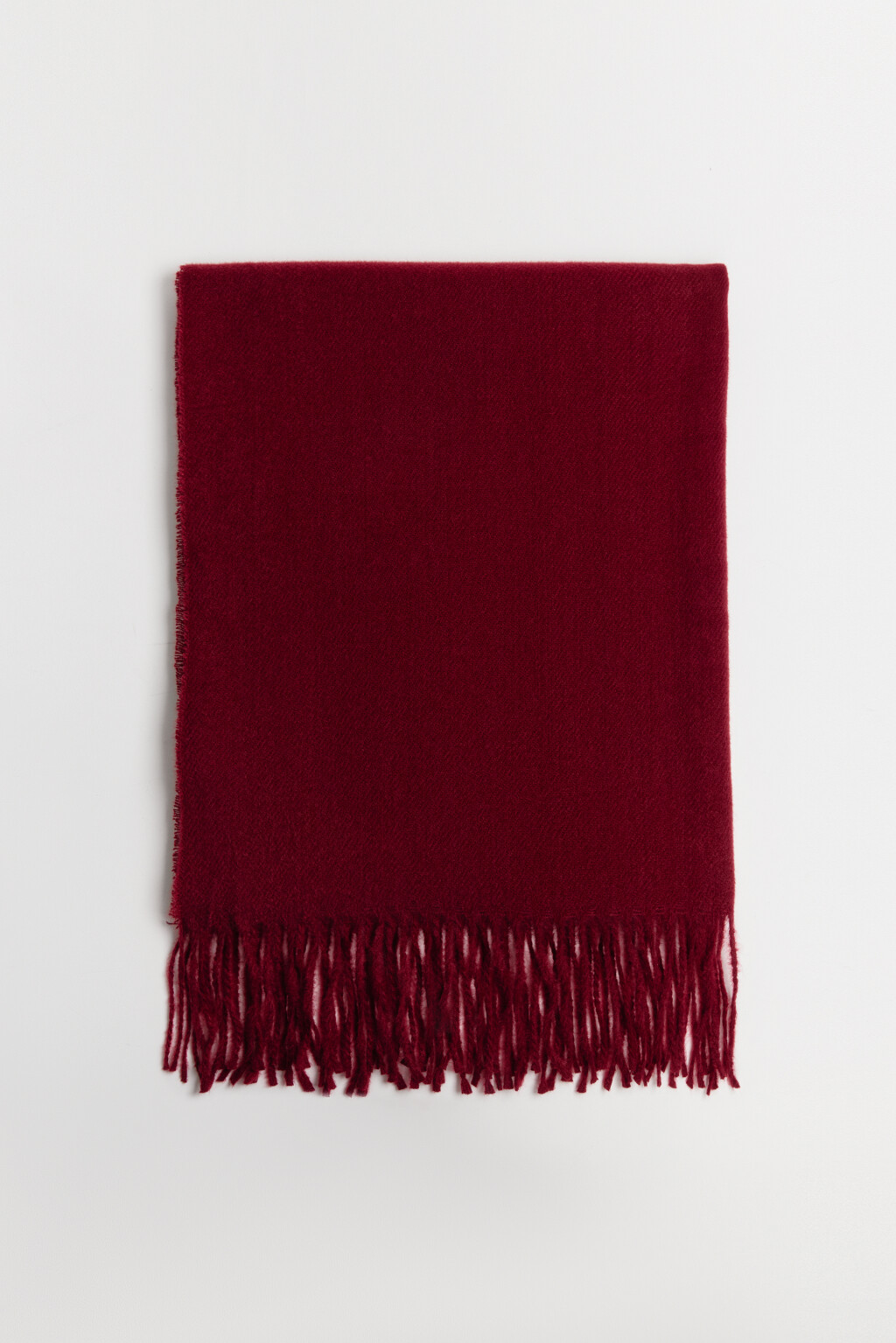 Шарф тонкий базовый с бахромой - цвет бордовый - 3